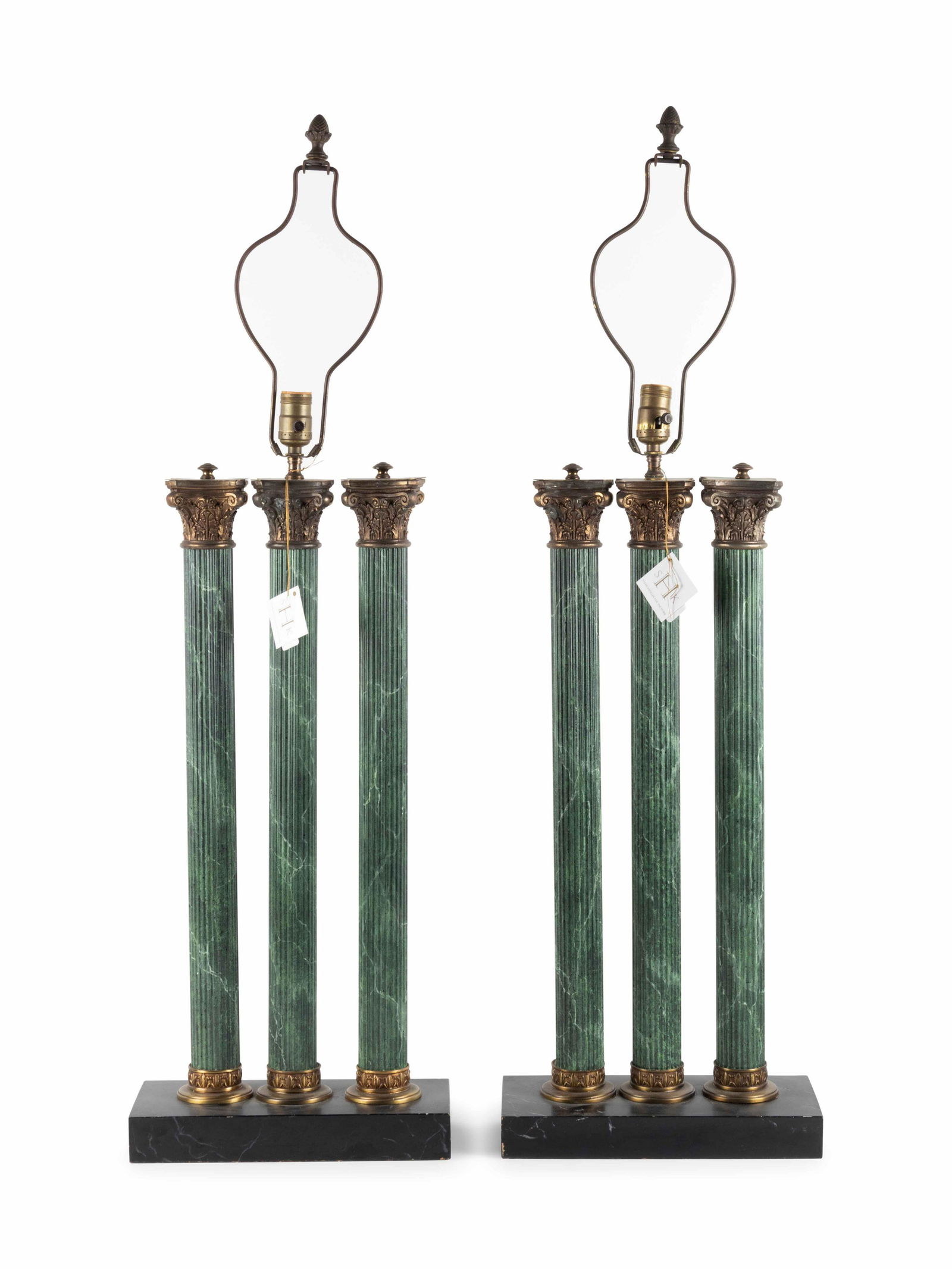 A Pair of Faux Marble Column-Form Table Lamps (1 of 3)