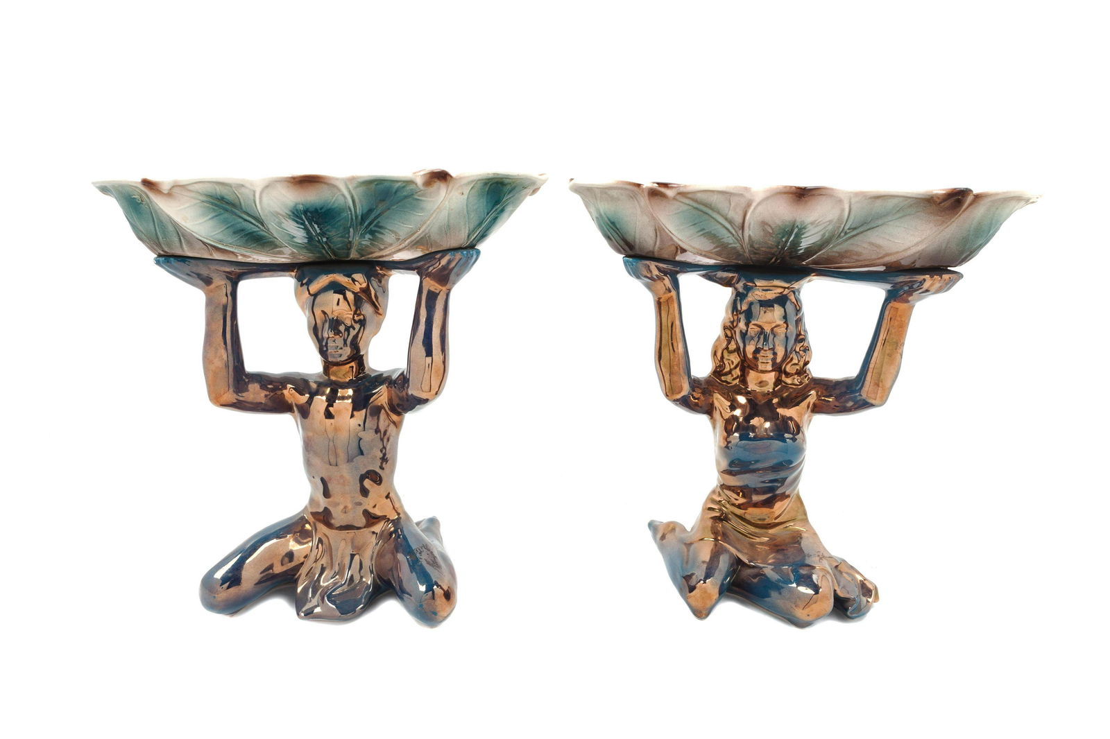 A Pair of Continental Ceramic Figural Compotes (1 of 2)