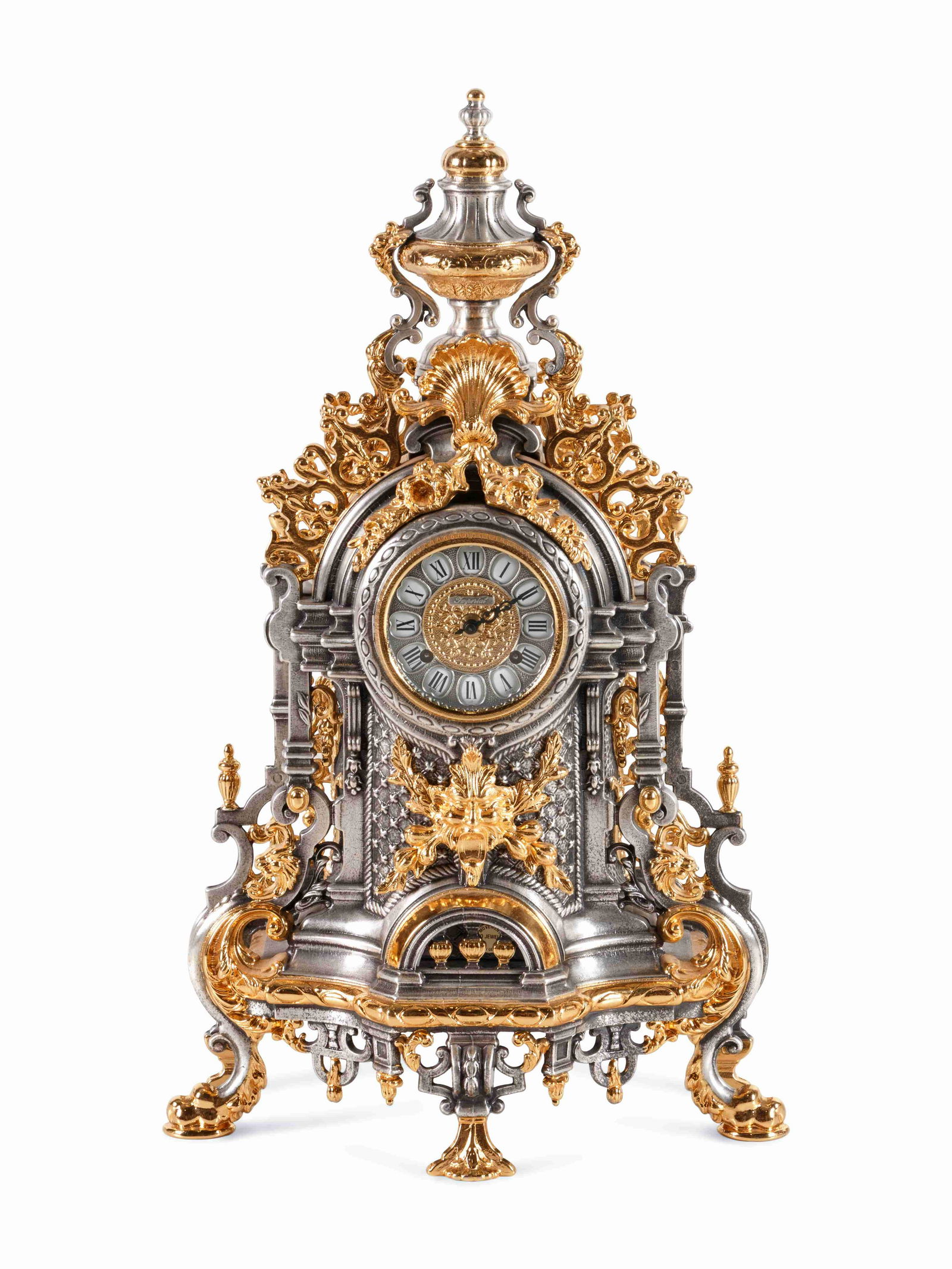 An Italian Gilt and Silvered Metal Mantel Clock (1 of 3)