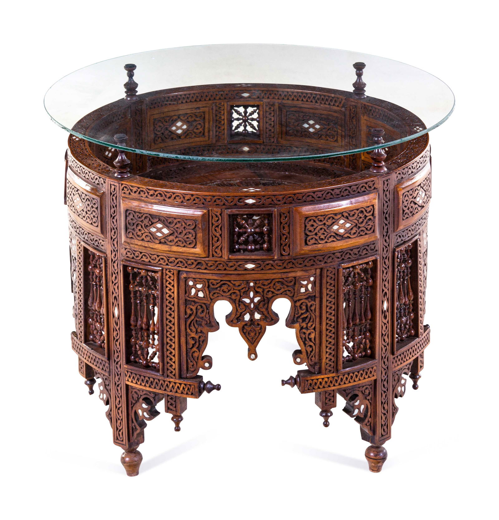 A Syrian Walnut and Glass Low Table (1 of 2)