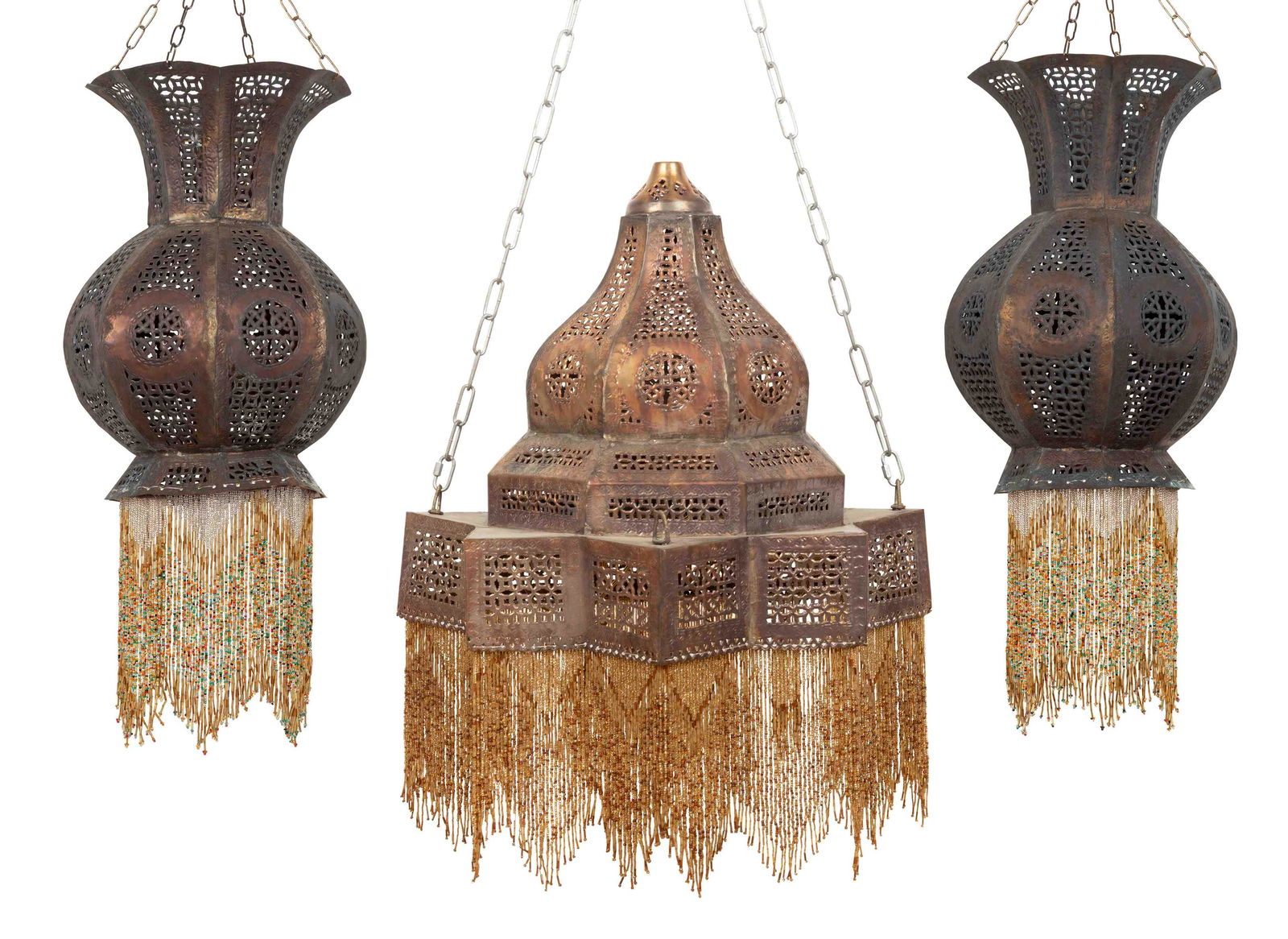 A Group of Three Syrian Brass Lanterns (1 of 4)