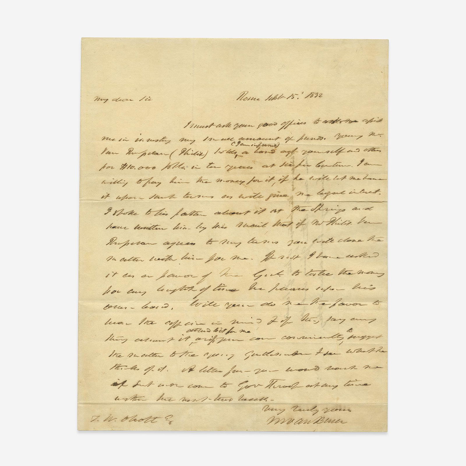 Martin Van Buren (1837-41), Autograph Letter, signed (1 of 1)