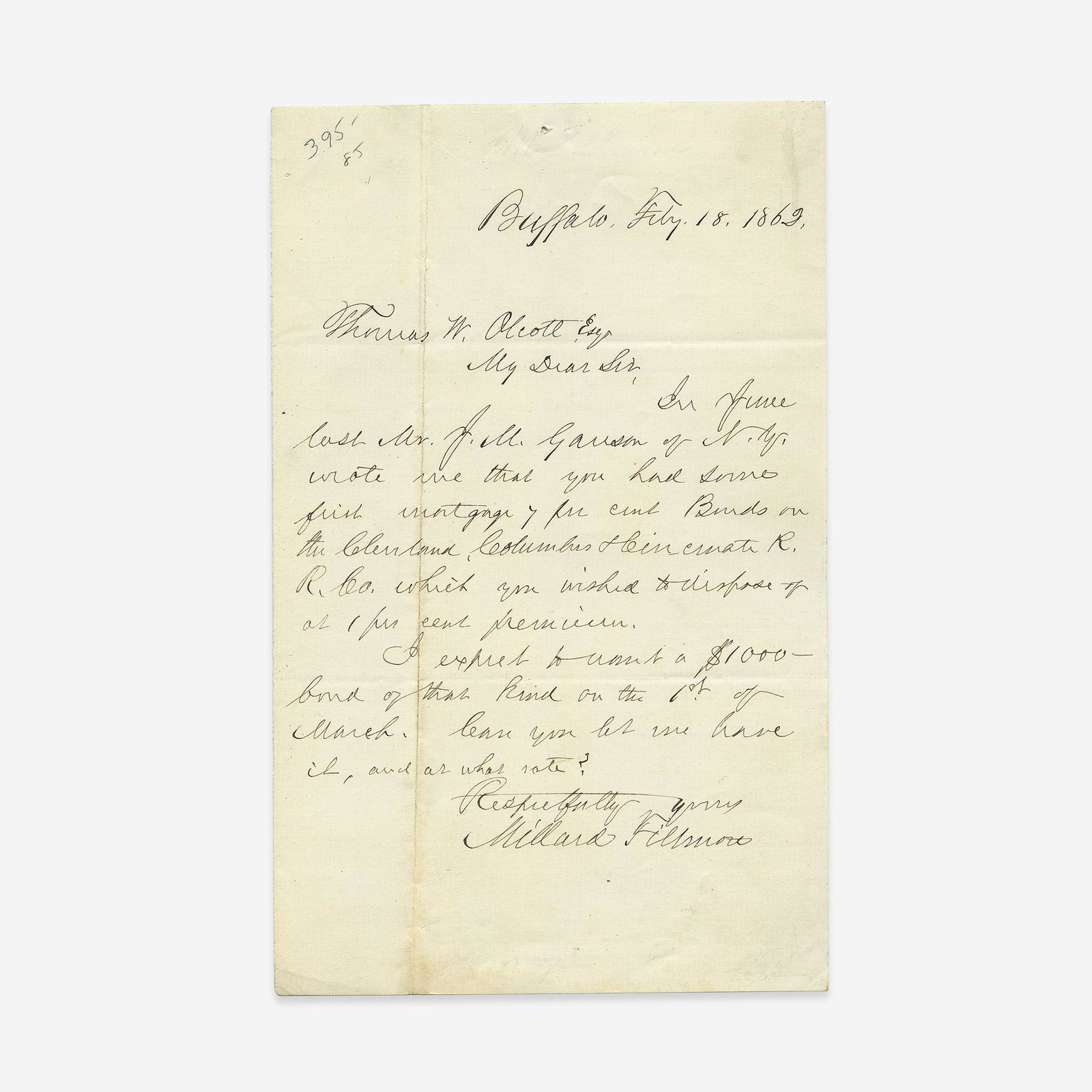 Millard Fillmore (1850-53), Autograph Letter, signed (1 of 2)