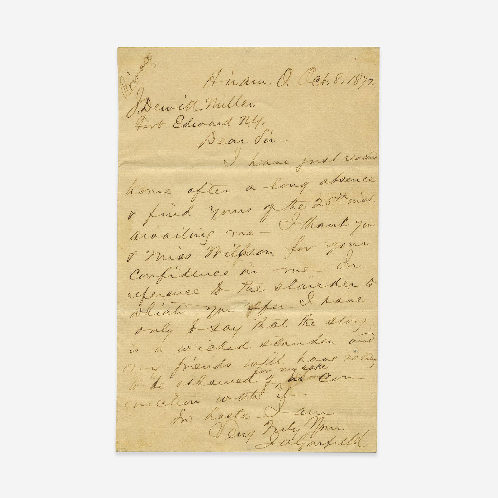 James Garfield (1881), Autograph Letter, signed (1 of 1)