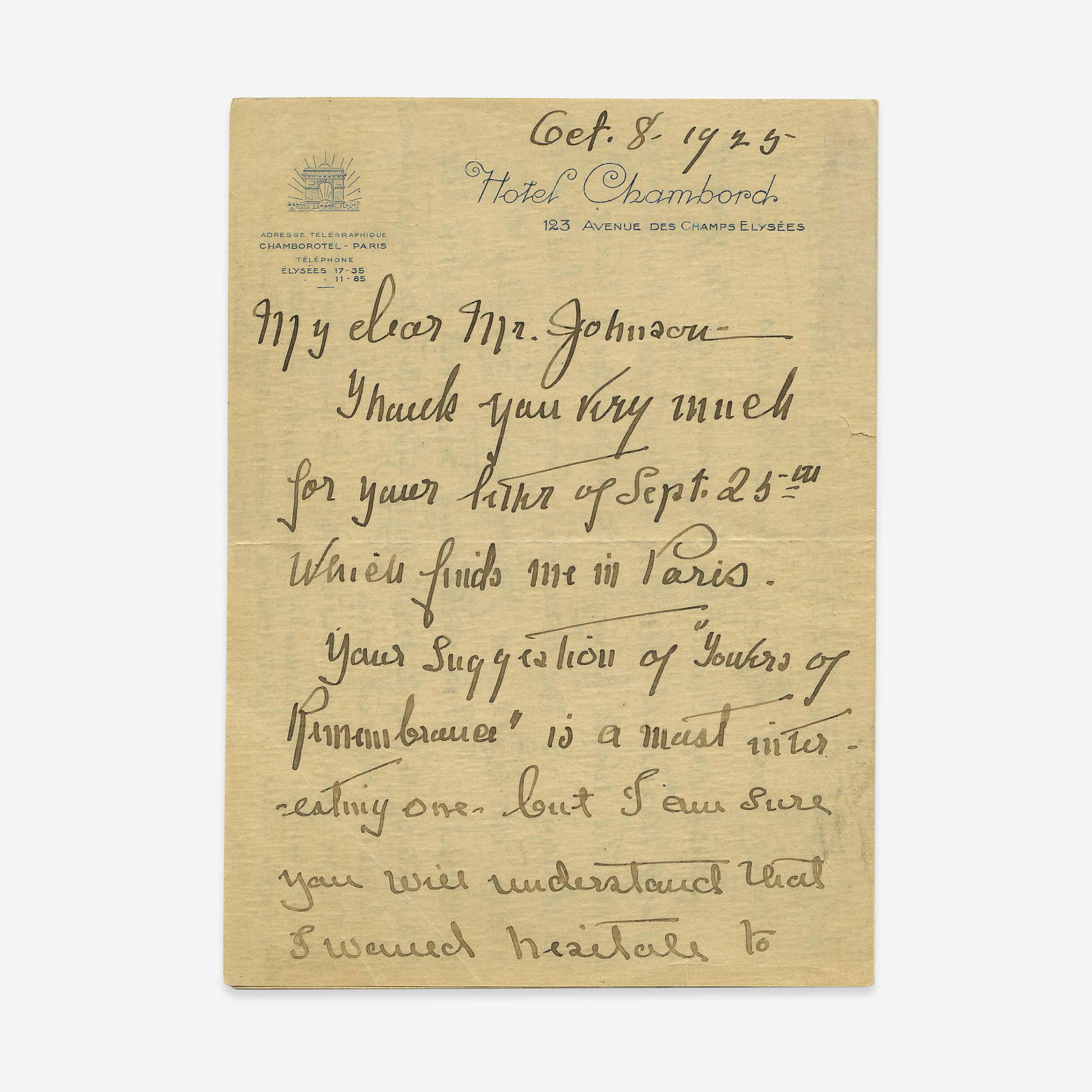 Edith Bolling Wilson (1915-21), Autograph Letter, (1 of 2)