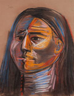 Channing Peake (American, 1910-1989) Portrait of a: Channing Peake (American, 1910-1989) Portrait of a Native American pastel on paper signed Peake (upper left) 23 1/2 x 18 3/8 inches