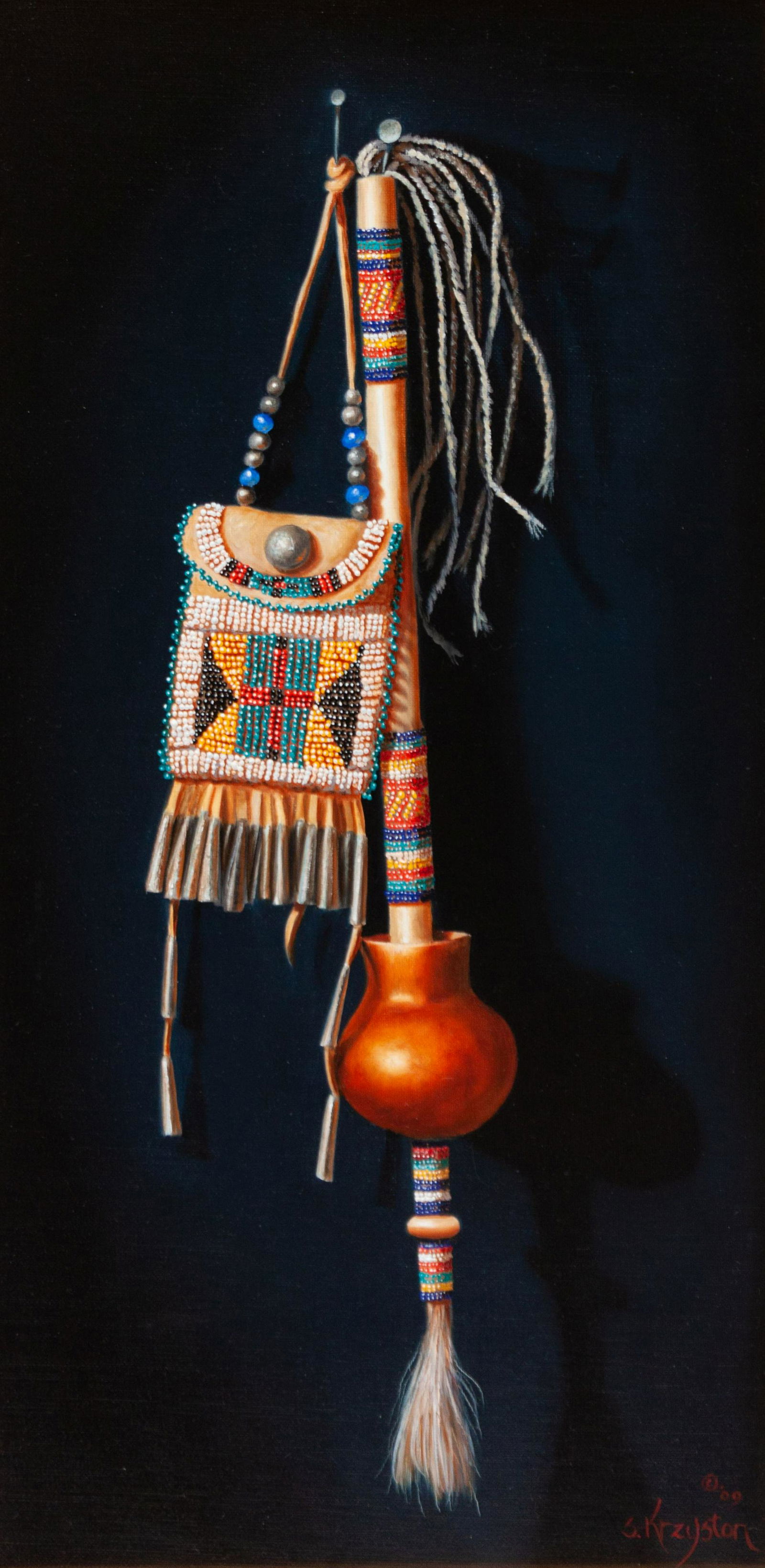 Sue Krzyston (American, b. 1948) Brilliantly Beaded, (1 of 2)