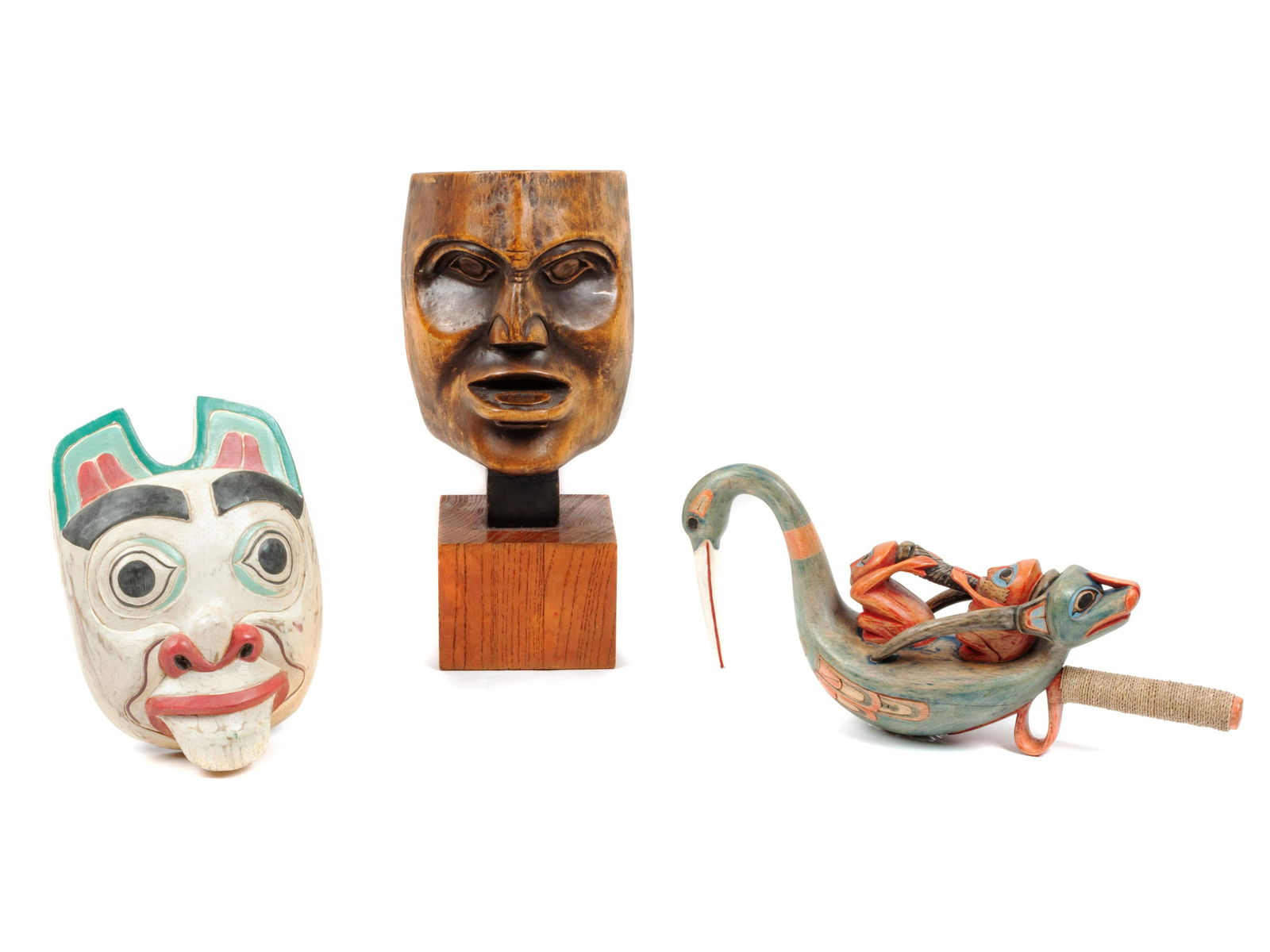 Three Reproduction Northwest Coast-Style Carved Objects (1 of 4)