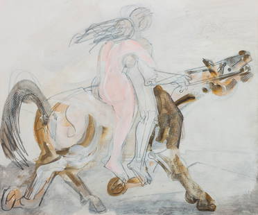 Channing Peake (American, 1910-1989) Bare Ass Bare Back: Channing Peake (American, 1910-1989) Bare Ass Bare Back pencil, crayon, pastel on paper signed Peake on verso 15 x 17 3/4 inches Mary Moore Gallery, La Jolla, CA