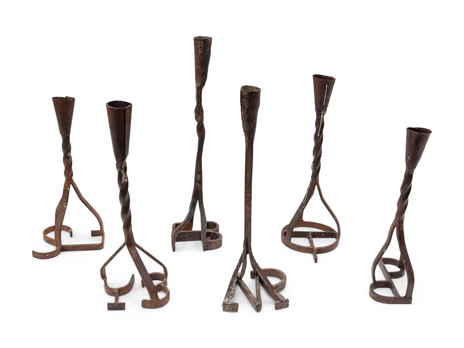 Six Branding Iron Candlesticks tallest 15 3/4 inches (1 of 2)