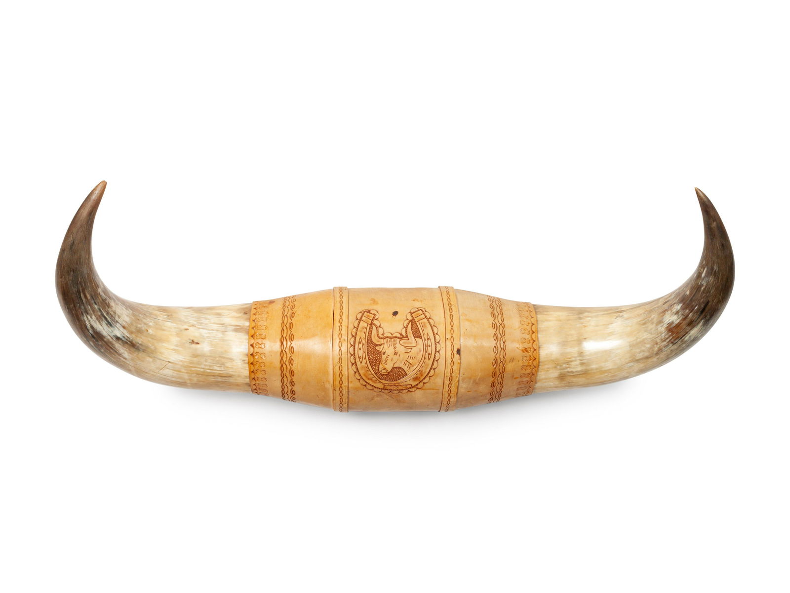 Stamped Leather Longhorn Mount overall width 36 x depth (1 of 2)