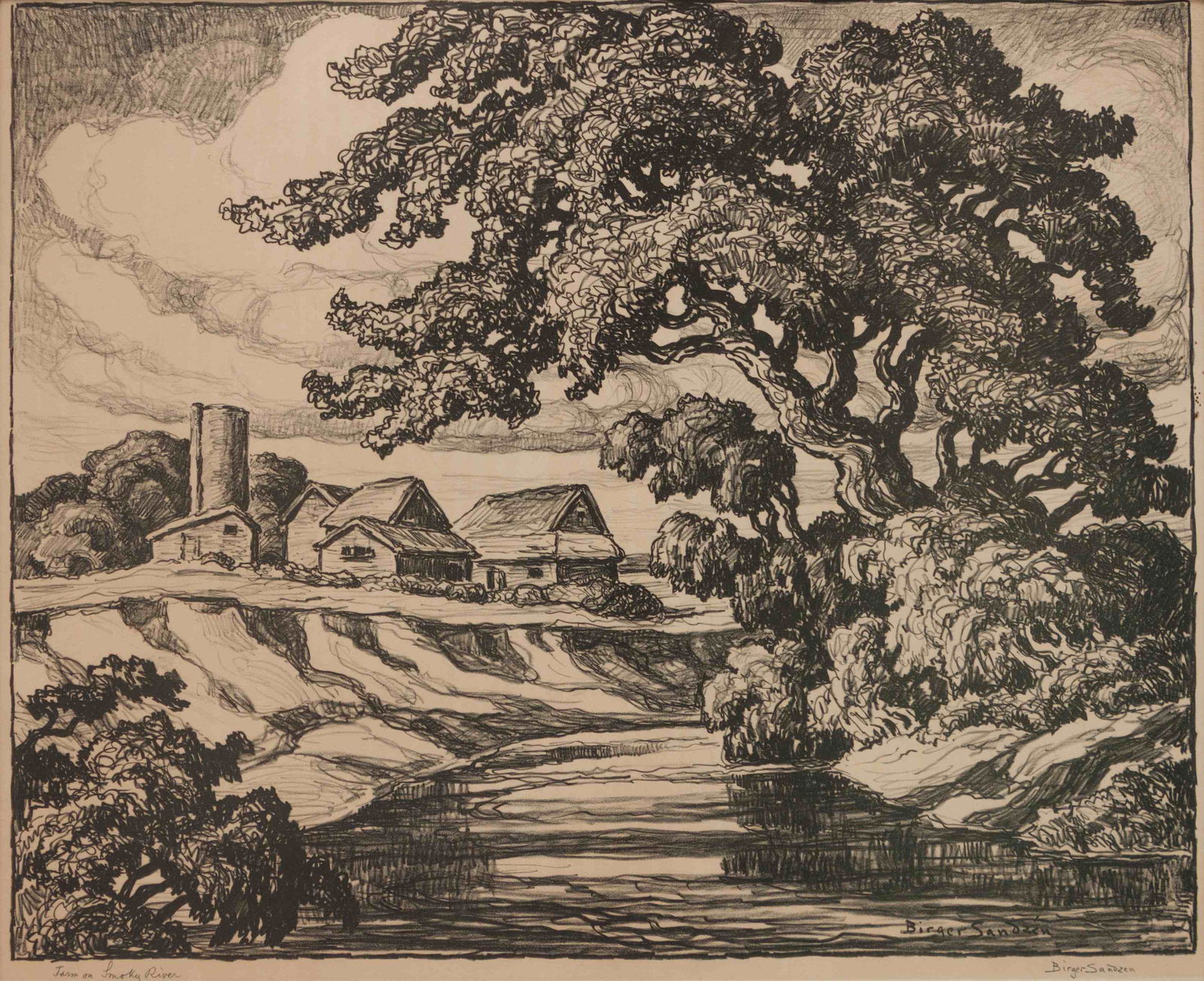 Birger Sandzen (Swedish-American, 1871-1954) Farm on (1 of 2)