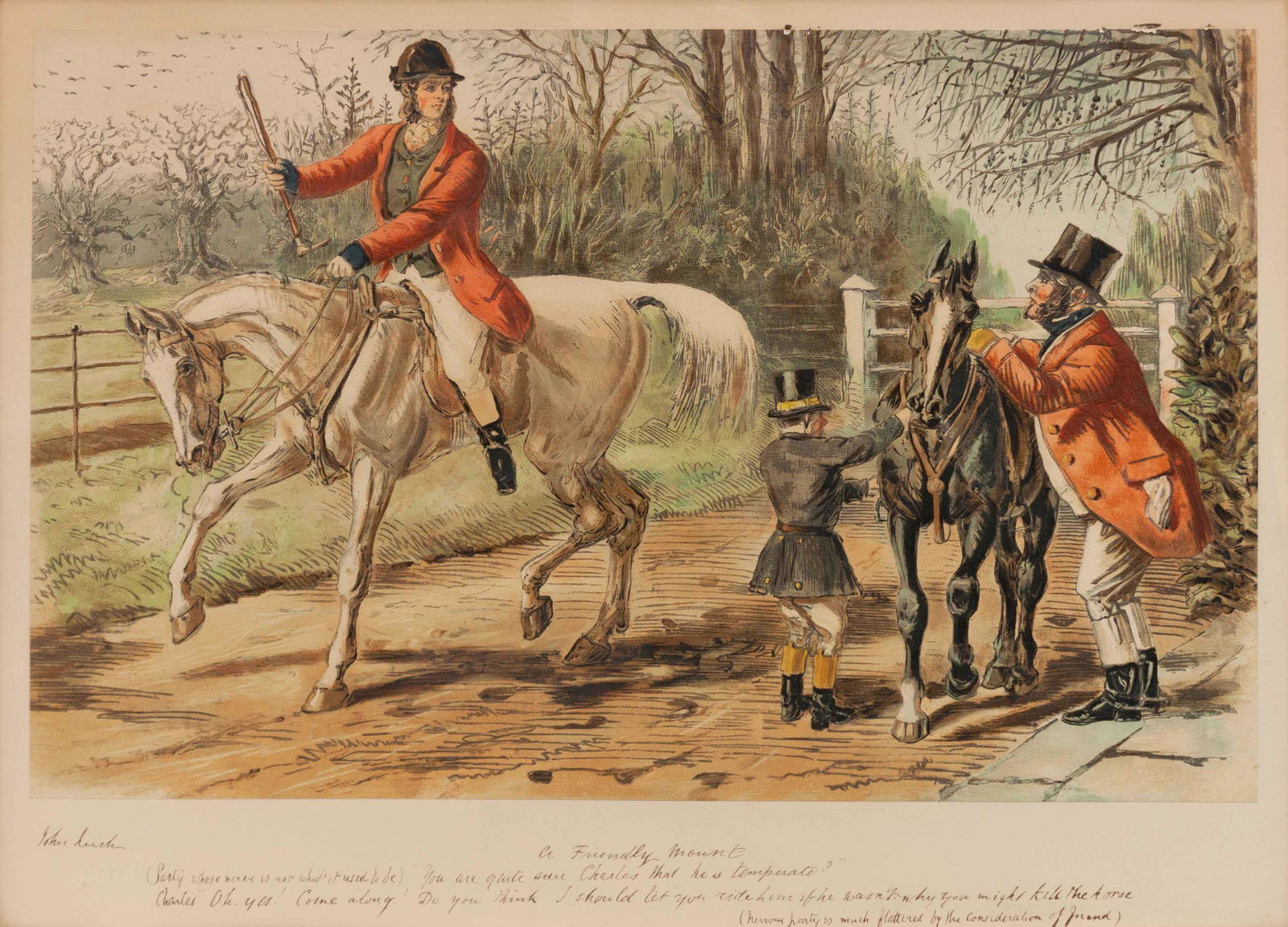 John Leech (British, 1817-1864) A Friendly Mount (1 of 4)