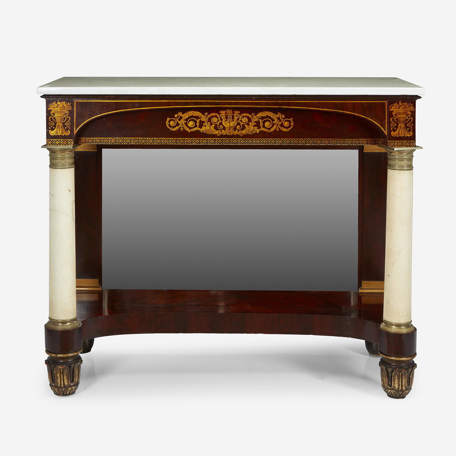 A Classical parcel-gilt mahogany and marble pier table, (1 of 1)