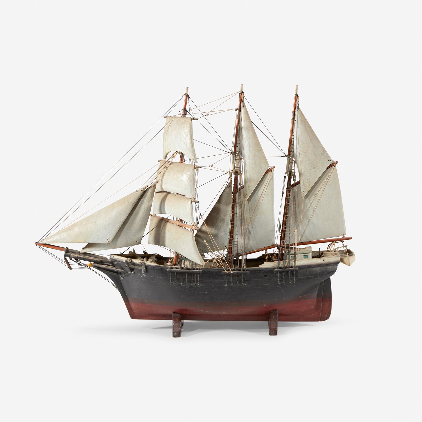 A carved and painted wood ship model, 19th/20th century (1 of 1)