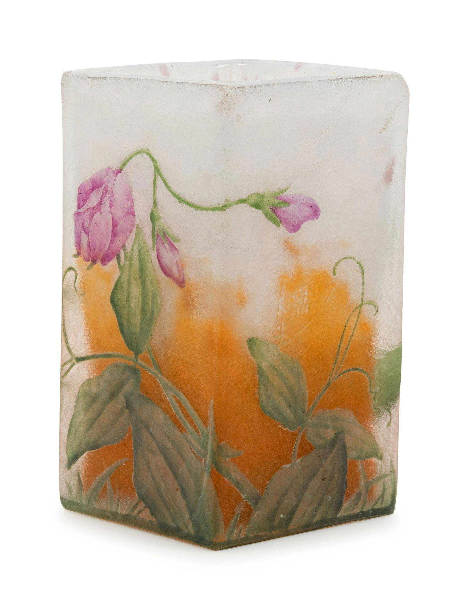 Daum France, Early 20th Century Sweet Pea Cabinet Vase (1 of 2)