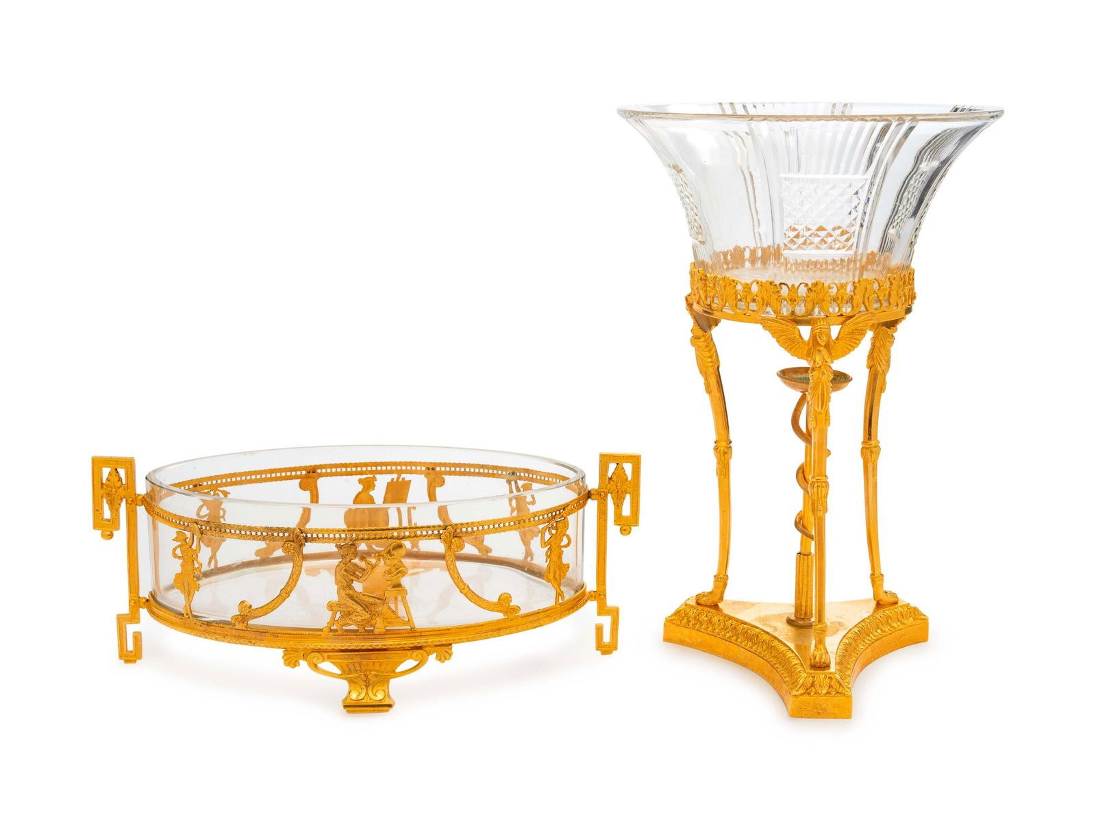 Two French Gilt Bronze Mounted Glass Center Bowls (1 of 2)