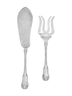 A French Silver Two-Piece Fish Serving Set: A French Silver Two-Piece Fish Serving Set Robert Linzeler, Paris, Late 19th Century marked with '950' standard 8 ozt 19 dwt Length of fish slice 11 inches. Provenance: Galerie Olivia: Ofrevrerie