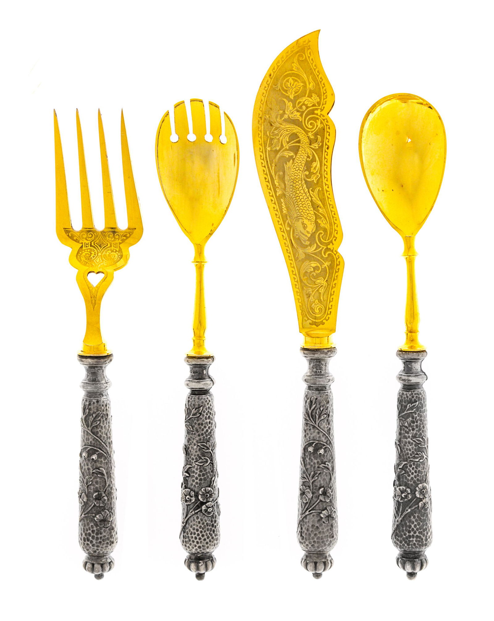 A German Silver and Gilt Metal Four-Piece Serving Set (1 of 1)