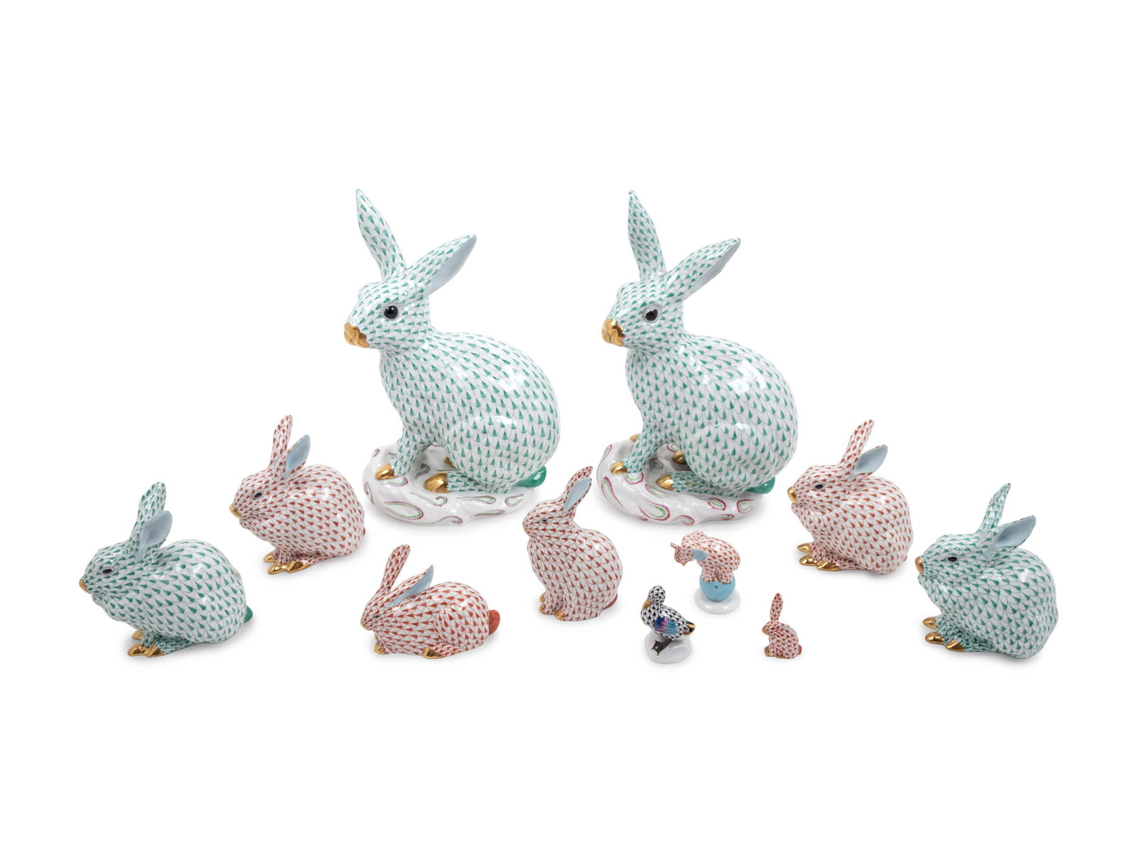 Nine Herend Painted and Parcel Gilt Porcelain (1 of 3)