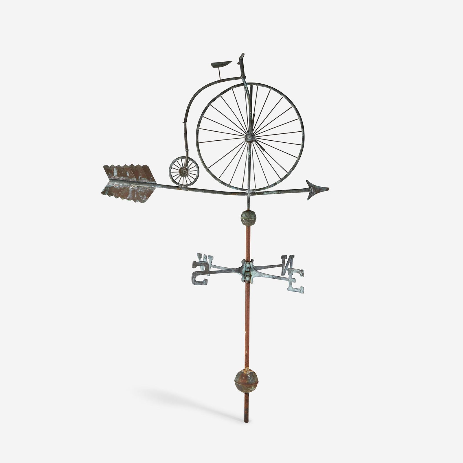"Penny-farthing" copper weathervane, 20th century (1 of 1)