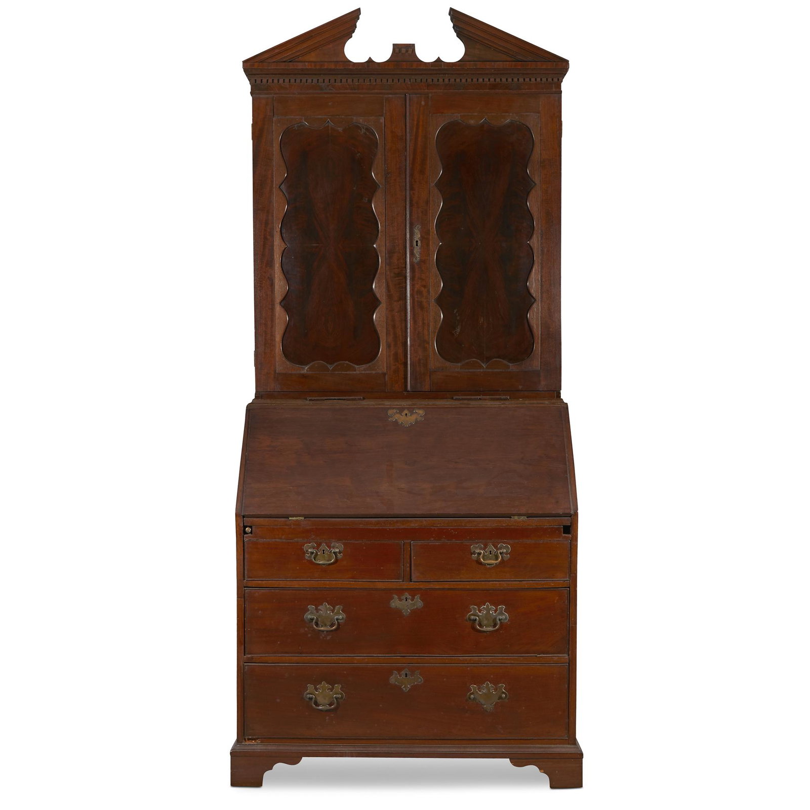 George III mahogany secretary bookcase, late 18th: George III mahogany secretary bookcaselate 18th century and laterH: 89 in., W: 38 in.