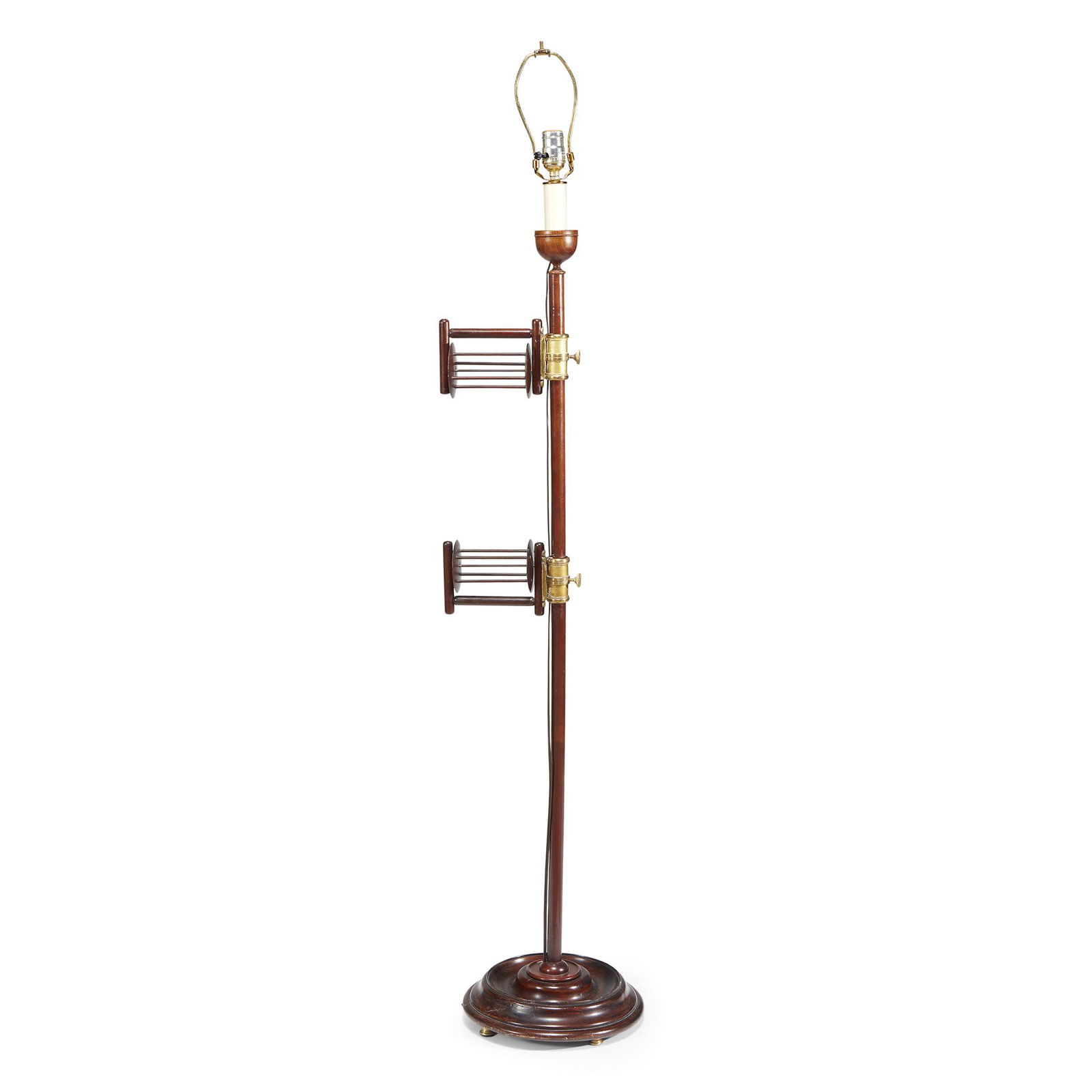Treen double-cage skein winder and pole mounted as lamp (1 of 1)