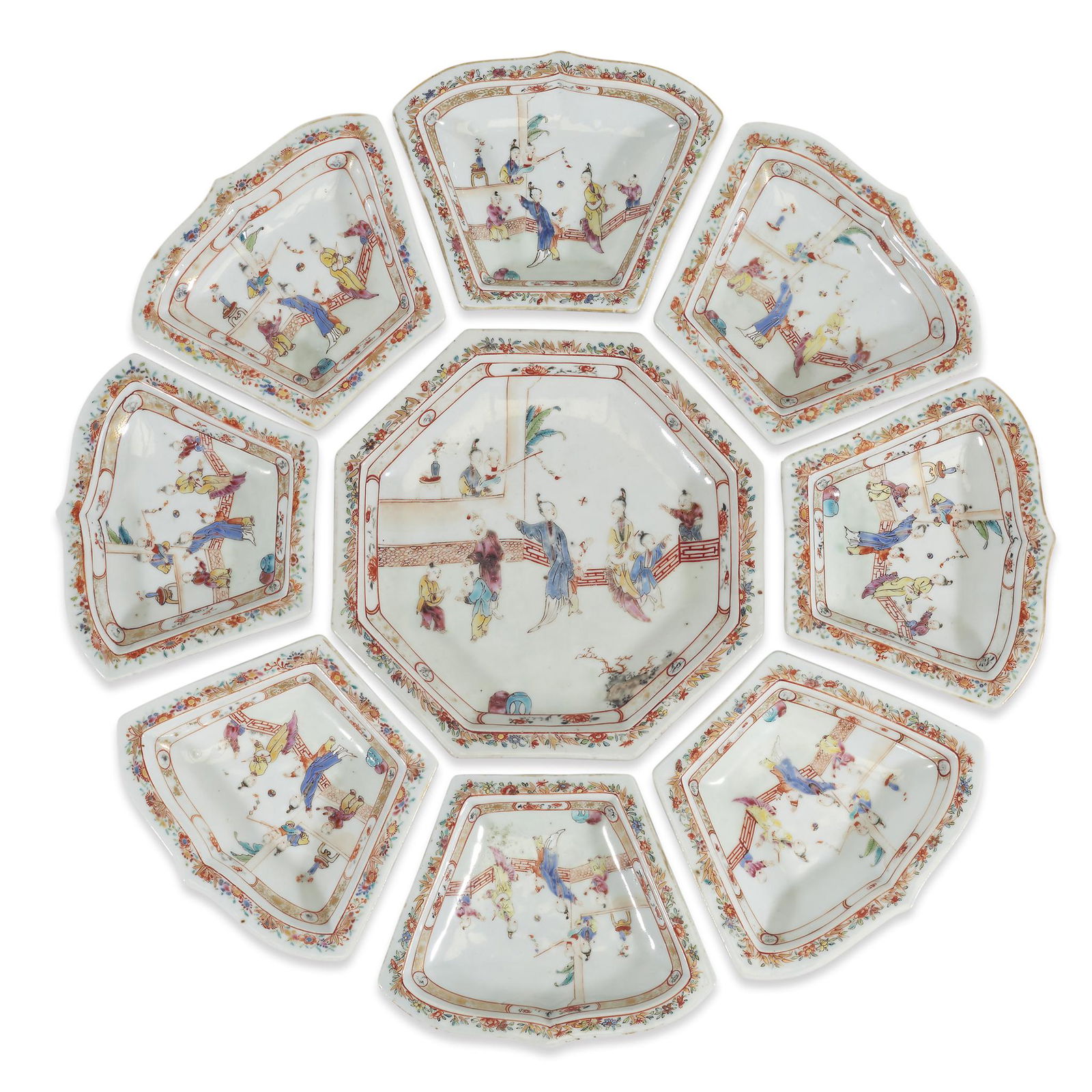 Nine-piece Chinese Export porcelain gilt and (1 of 1)
