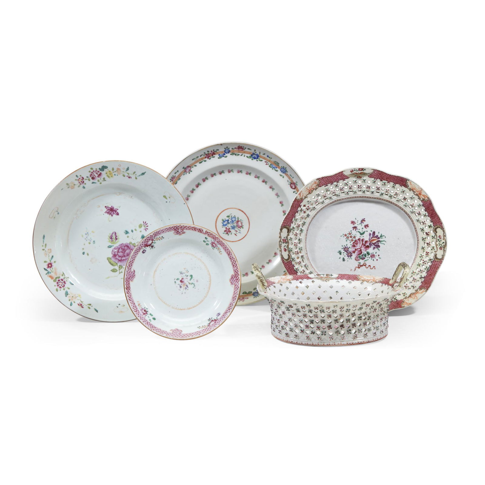 Group of five Chinese Export porcelain floral-decorated (1 of 1)