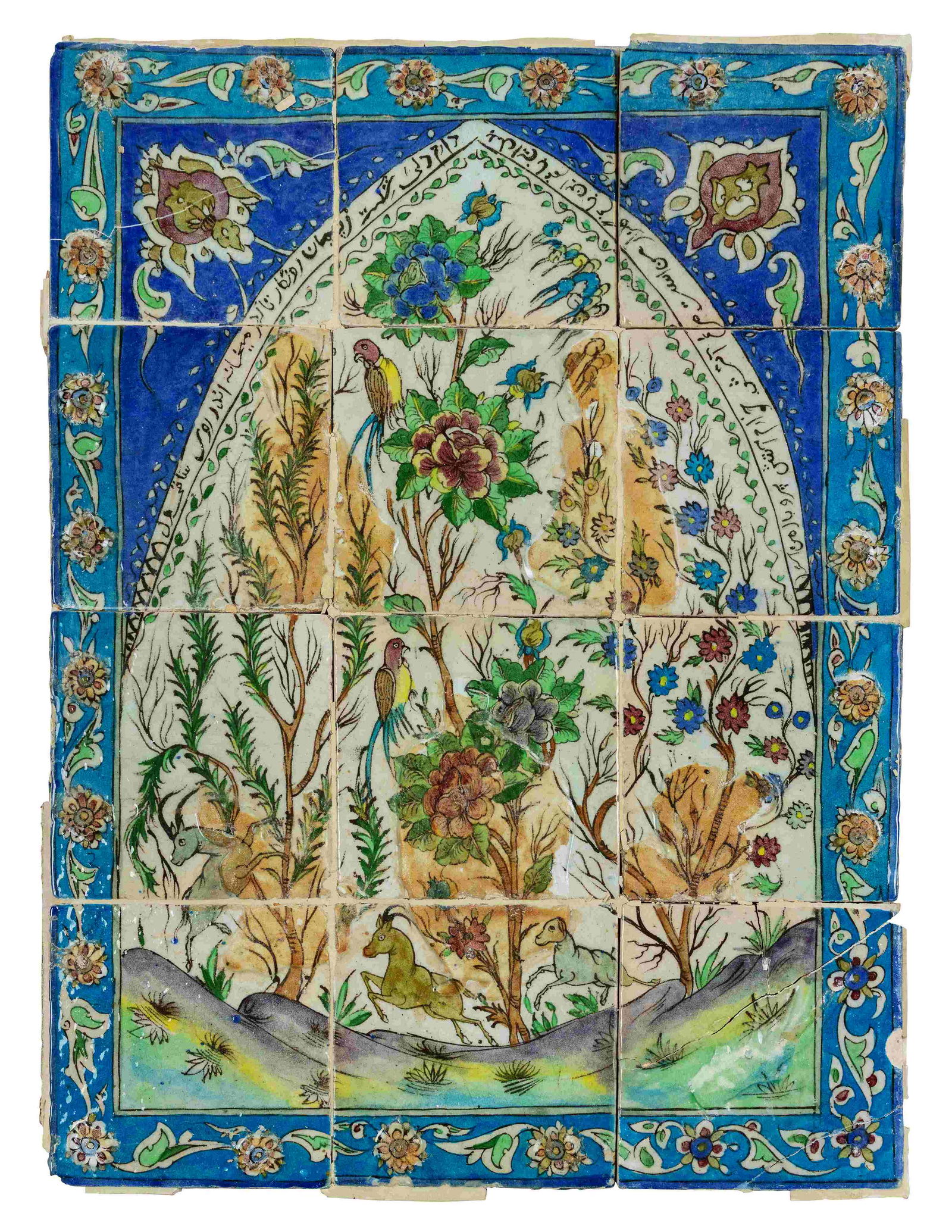 A Qajar Pottery Tile Panel  Height 40 x width 30 (1 of 1)