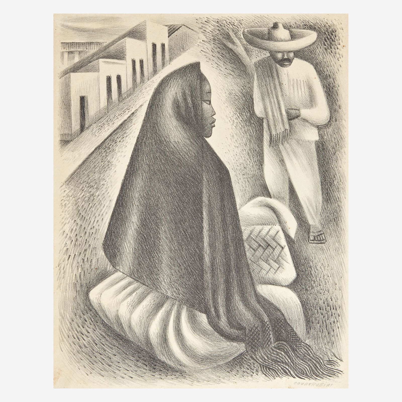 [Prints] Covarrubias, Miguel, Mexican Street Scene (1 of 1)