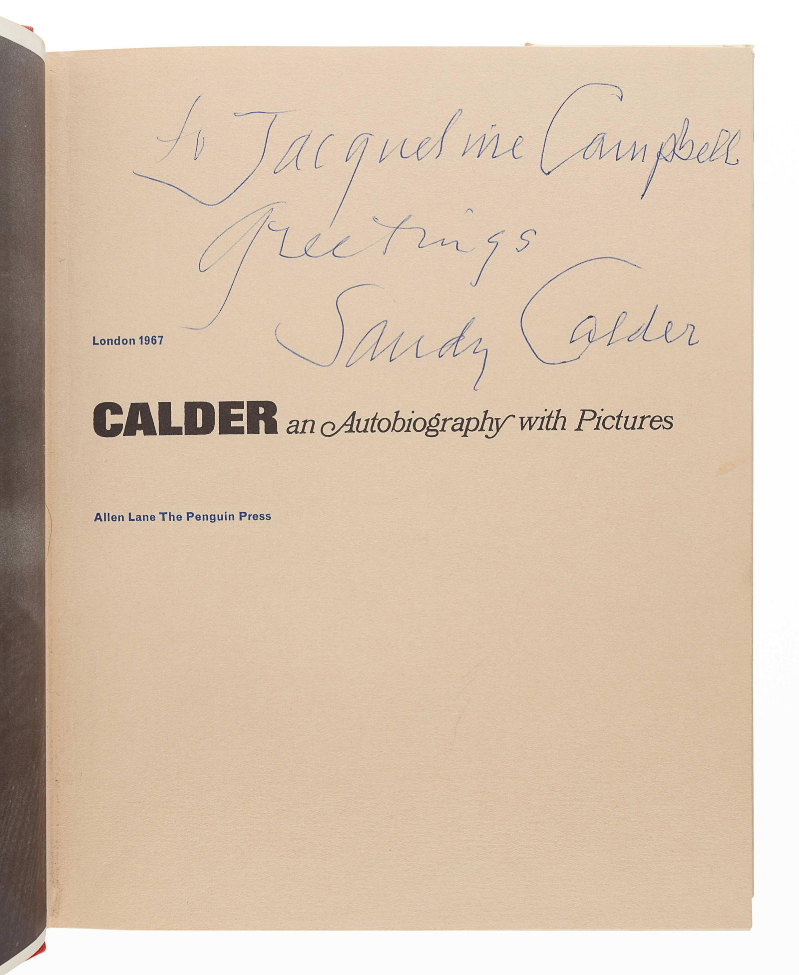 CALDER, Alexander (1898-1976). Calder. An Autobiography (1 of 4)