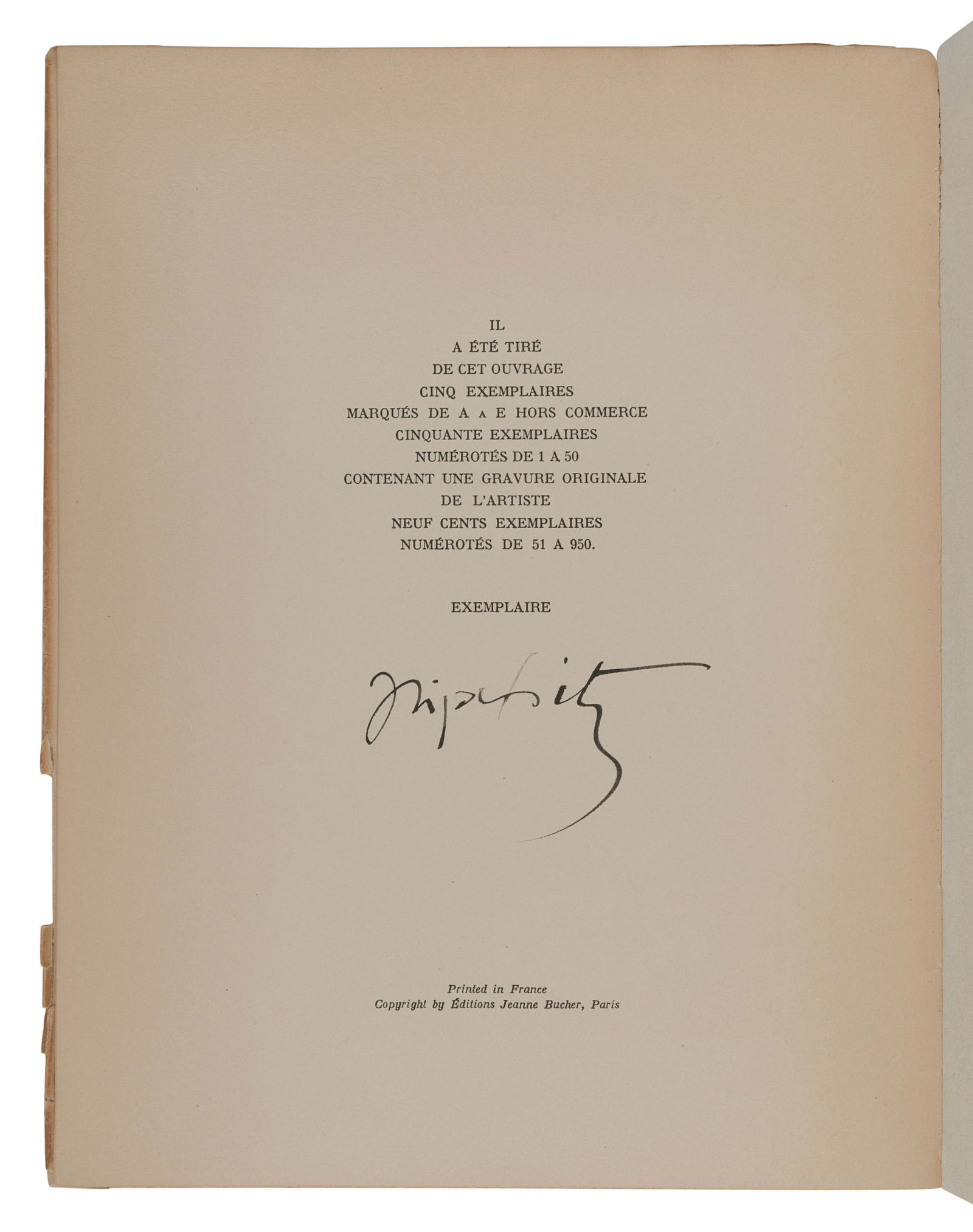 LIPCHITZ, JACQUES (1891-1973). -- RAYNAL, Maurice.: LIPCHITZ, JACQUES (1891-1973). -- RAYNAL, Maurice. Jacques Lipchitz. Paris: Editions Jeanne Bucher, [1947].† 12 3/8 x 9 5/8 inches. Numerous reproductions. Printed wrappers (spine defective and