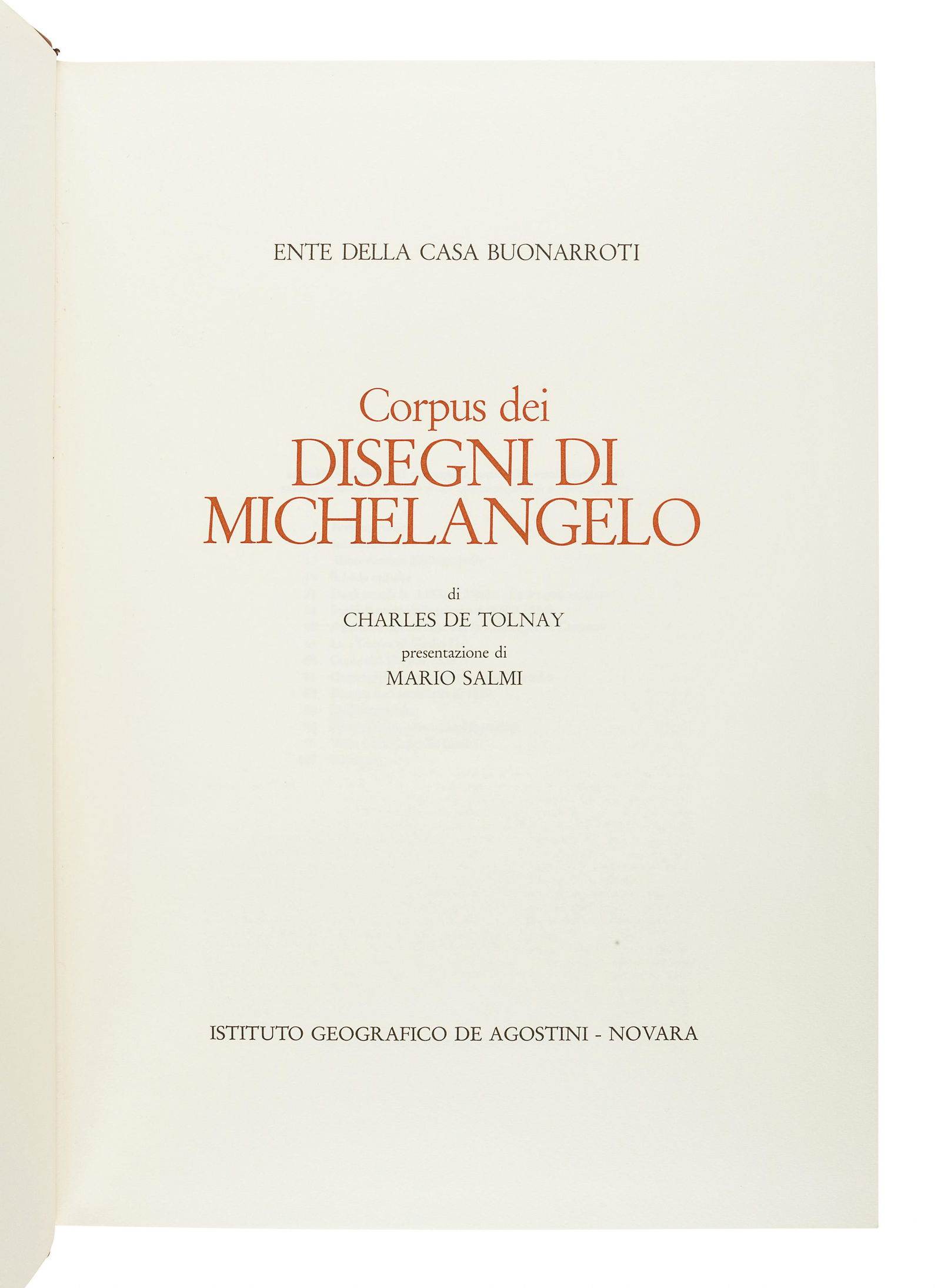 [MICHEALANGELO (1475-1564)]. DE TOLNAY, Charles.† (1 of 2)