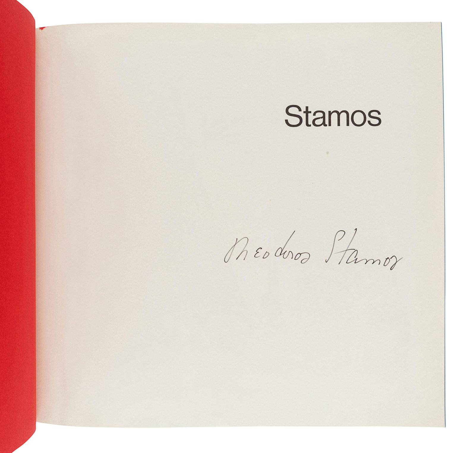 [STAMOS, Theodoro (1922-1997)]. POMEROY, Ralph. Stamos.: [STAMOS, Theodoro (1922-1997)]. POMEROY, Ralph. Stamos. New York: Harry N. Abrams, Inc., 1974. 10 3/4 x 11 1/4 inches, 273pp. Numerous illustrations. Original cloth. FIRST EDITION, SIGNED BY STAMOS.&#