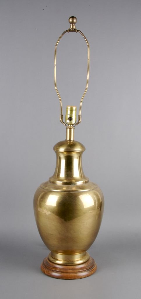 A Brass Table Lamp, Height overall 31 inches.: A Brass Table Lamp, retailed by Frederick Cooper, Chicago. Height overall 31 inches.
