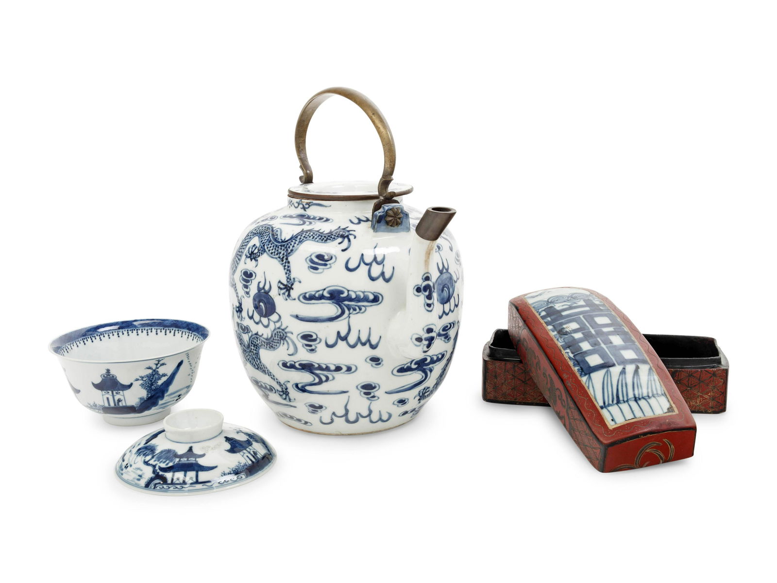 Three Chinese Blue and White Porcelain Articles (1 of 3)