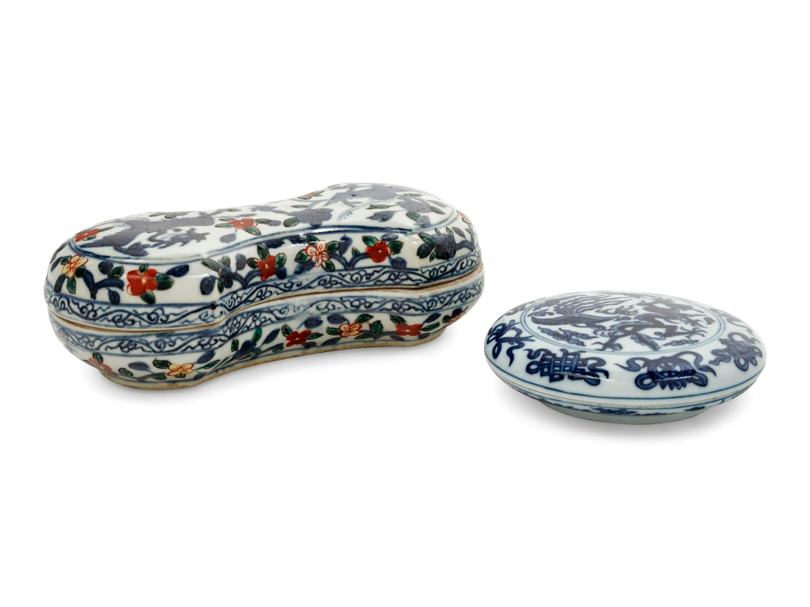 Two Chinese Blue and White Porcelain Covered Boxes (1 of 5)