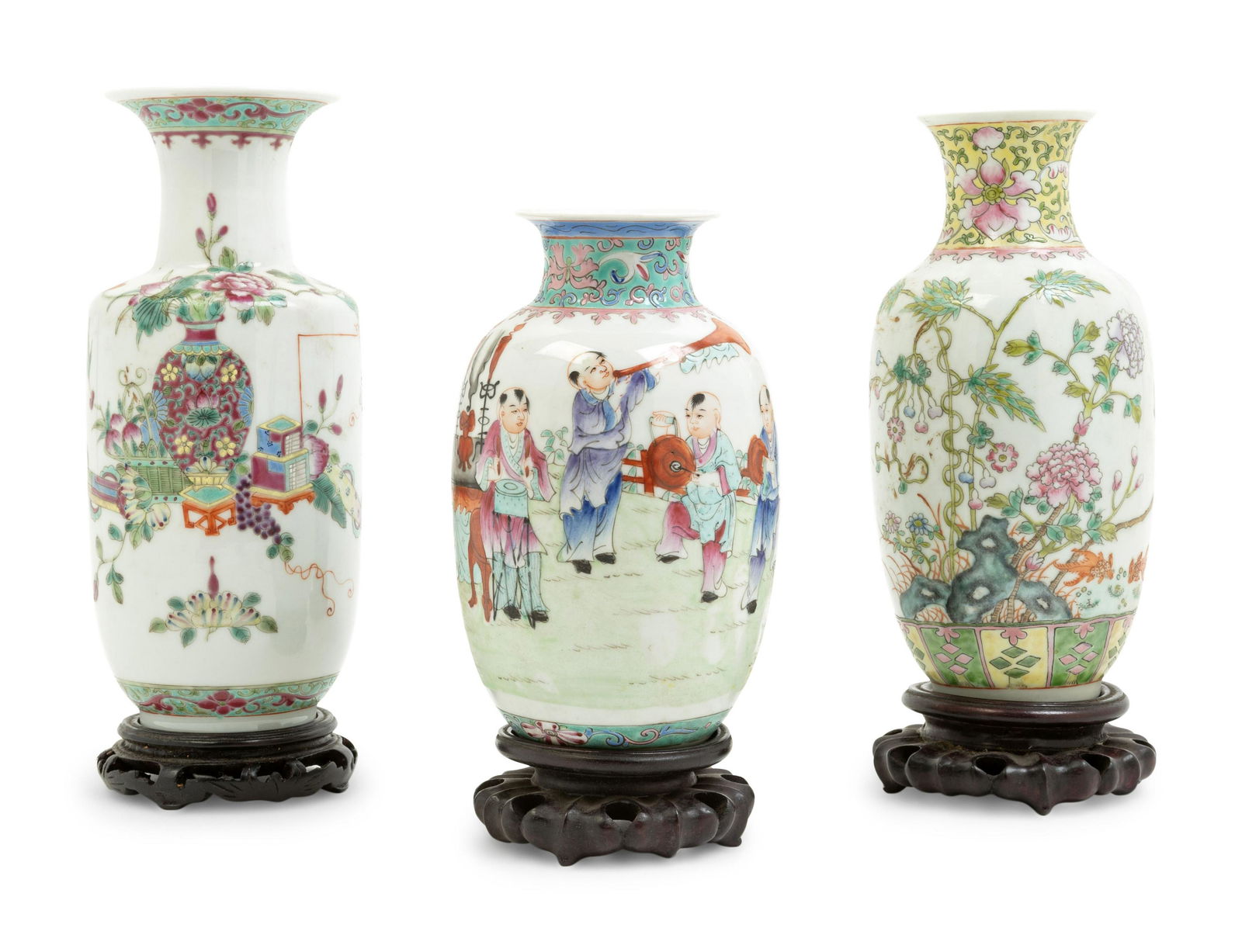 Three Chinese Famille Rose Porcelain Vases (1 of 4)