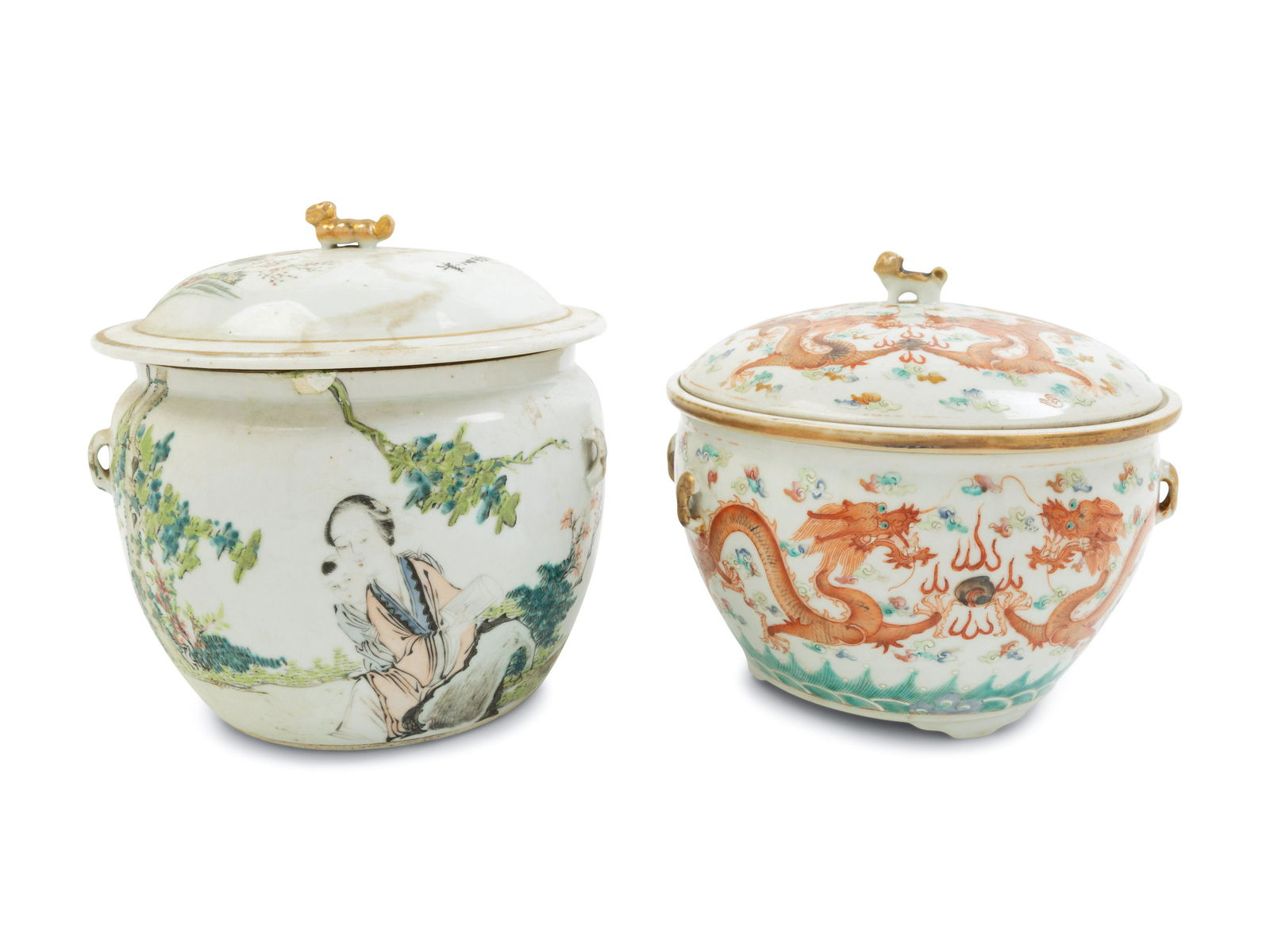 Two Chinese Famille Rose Porcelain Jars and Covers (1 of 3)