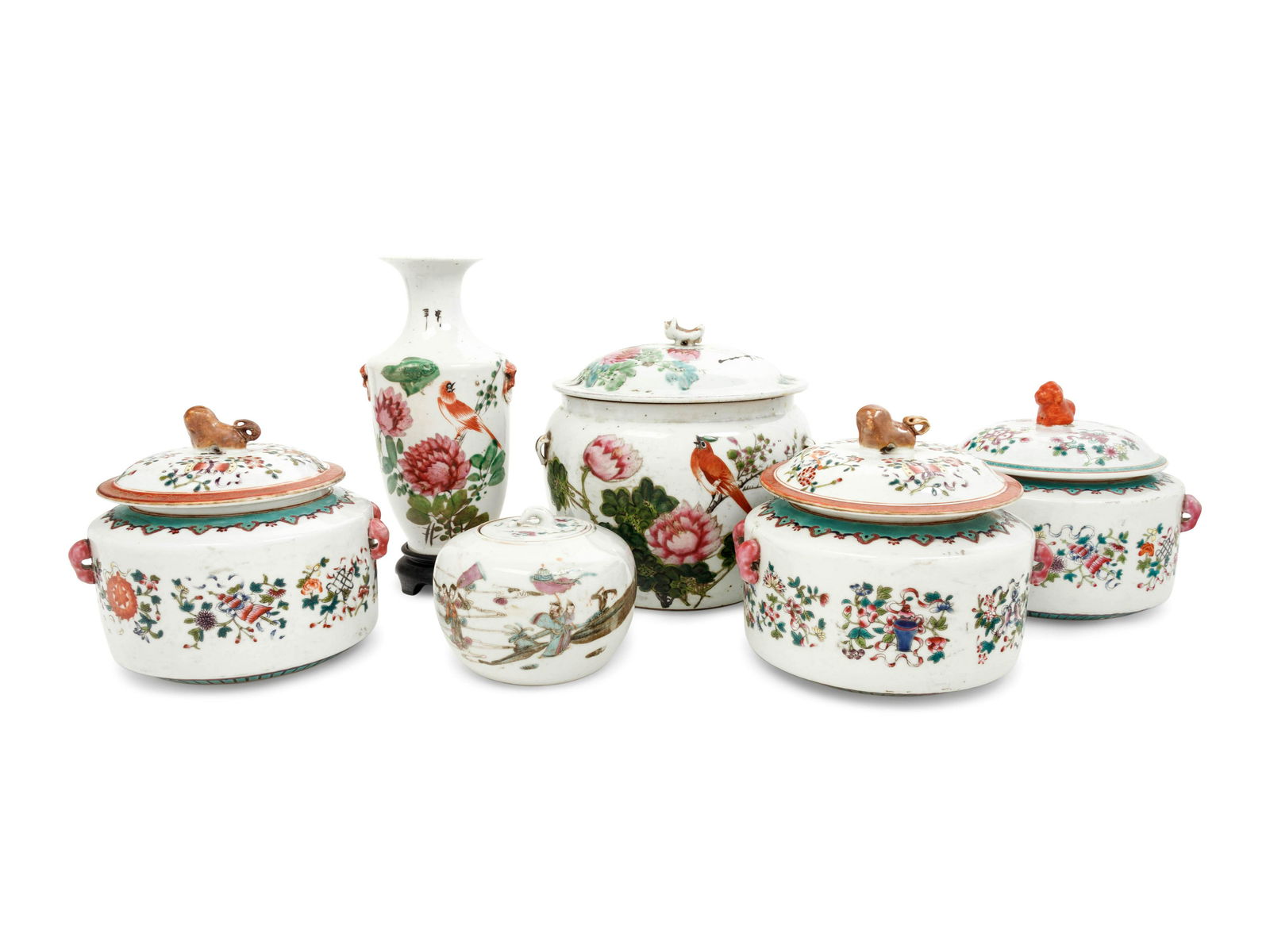 Six Chinese Famille Rose Porcelain Wares (1 of 5)