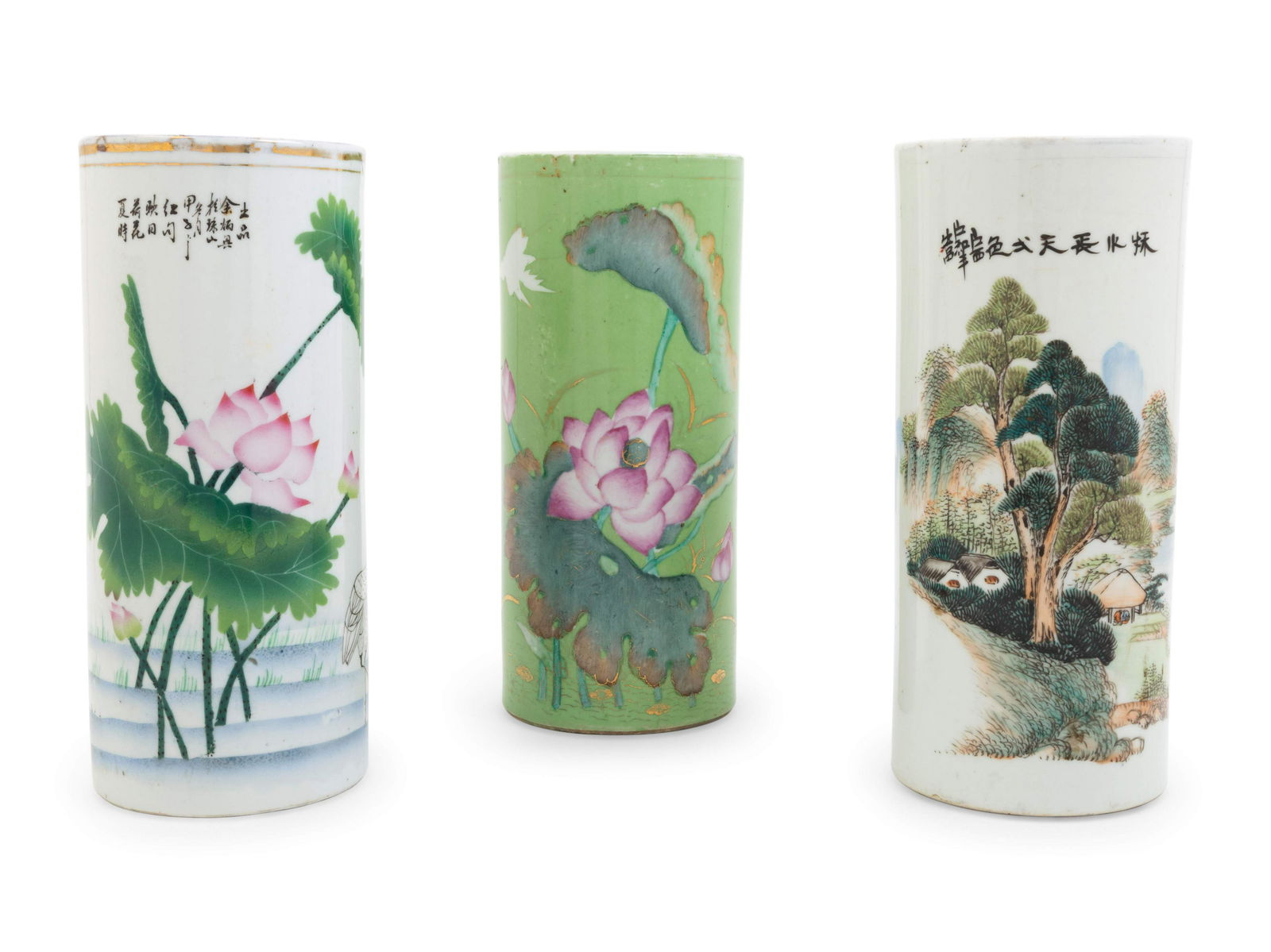 Three Chinese Famille Rose Porcelain Hat Stands (1 of 3)