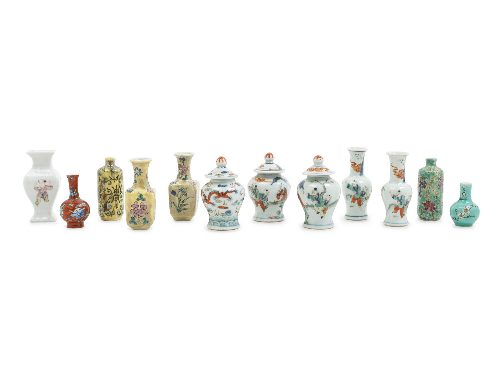 12 Chinese Miniature Porcelain Vases (1 of 3)