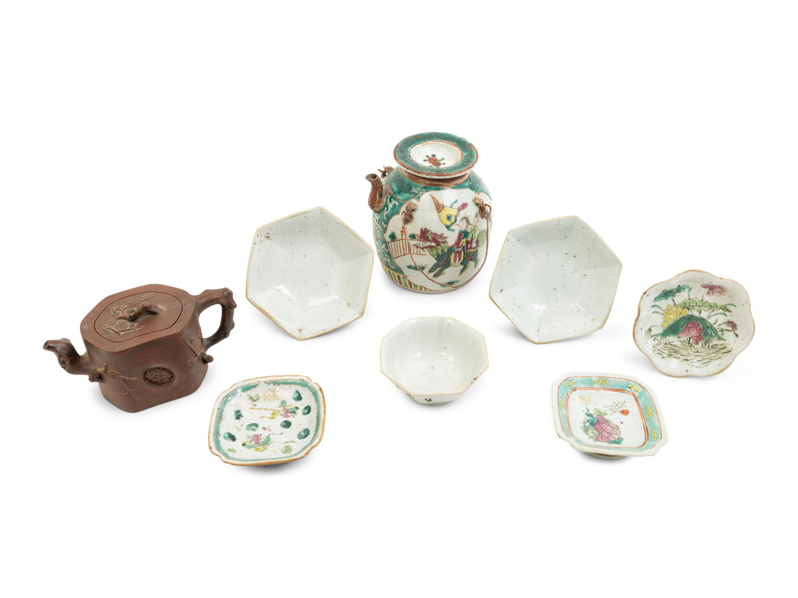 Eight Chinese Porcelain and Pottery Tea Articles (1 of 2)