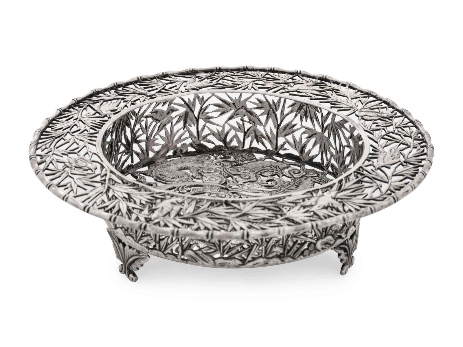 A Chinese Export Silver Tripod Dish (1 of 2)