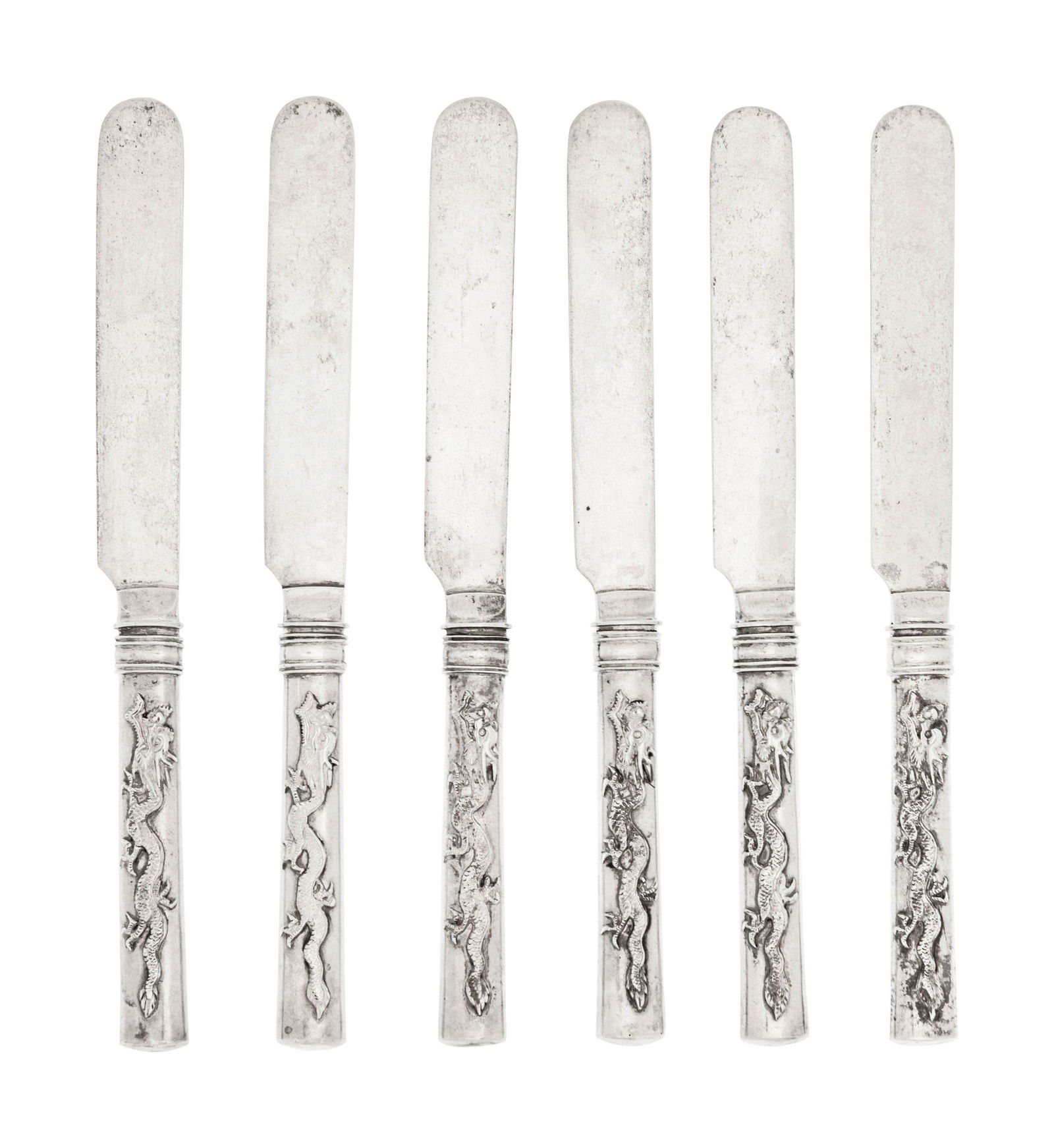 A Set of Six Chinese Export Silver Dessert Knives (1 of 3)