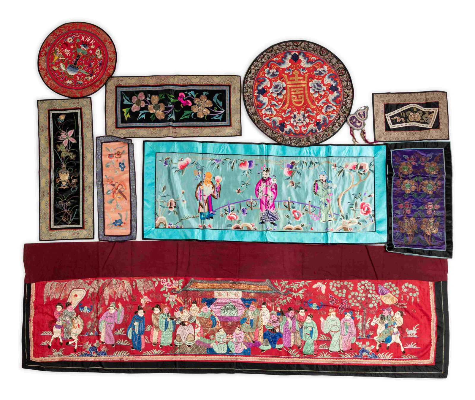 18 Chinese Embroidered Silk Panels (1 of 2)