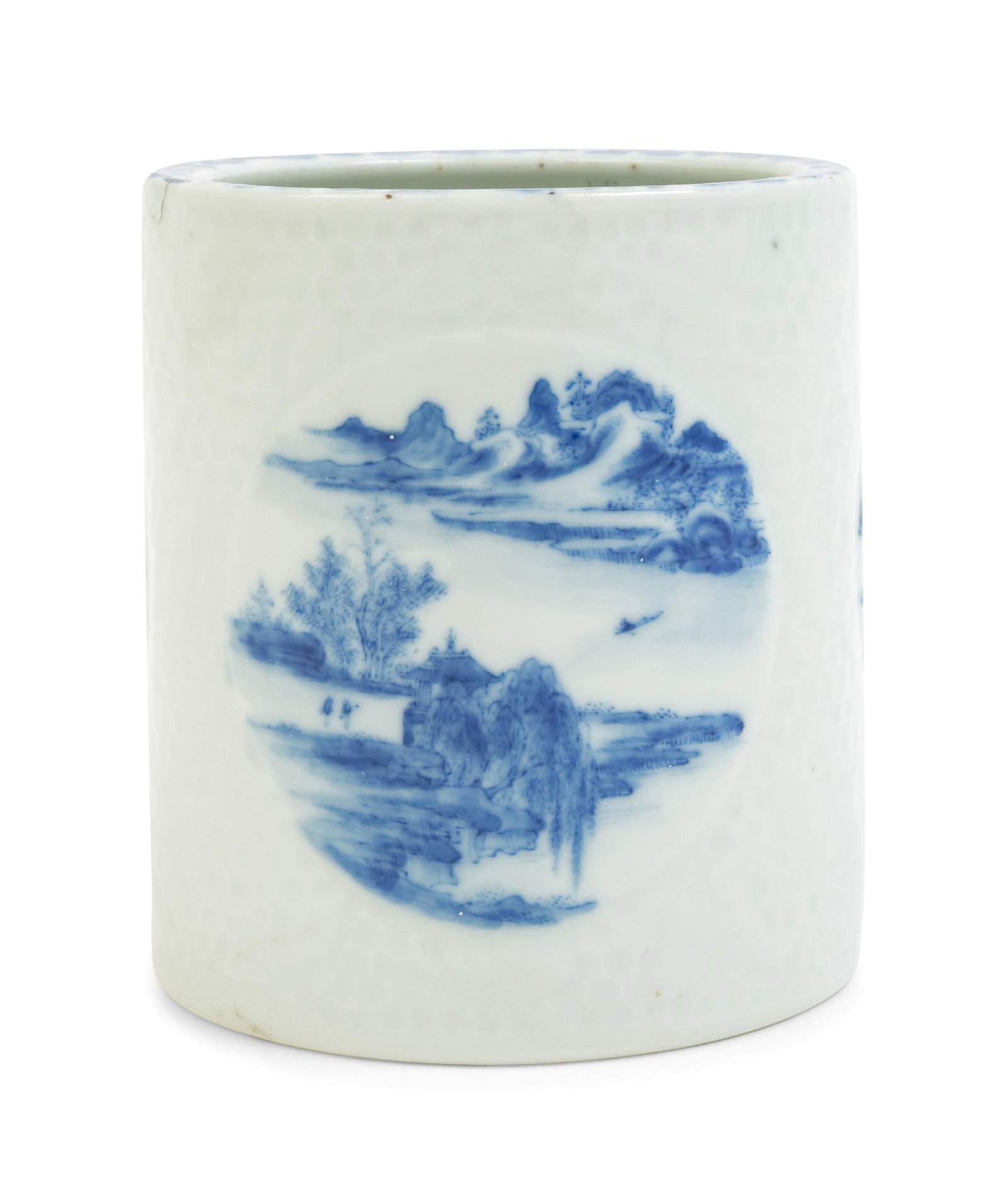 A Chinese Blue and White Porcelain Brush Pot,  Bitong (1 of 4)
