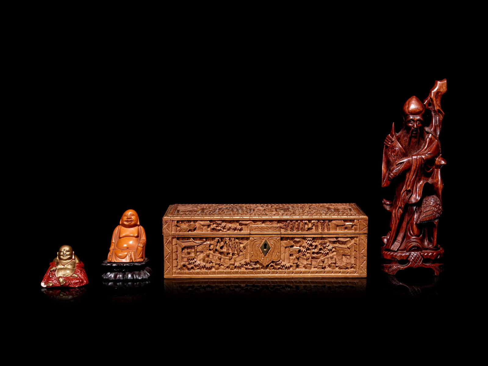 Four Chinese Carved Wood Articles (1 of 9)