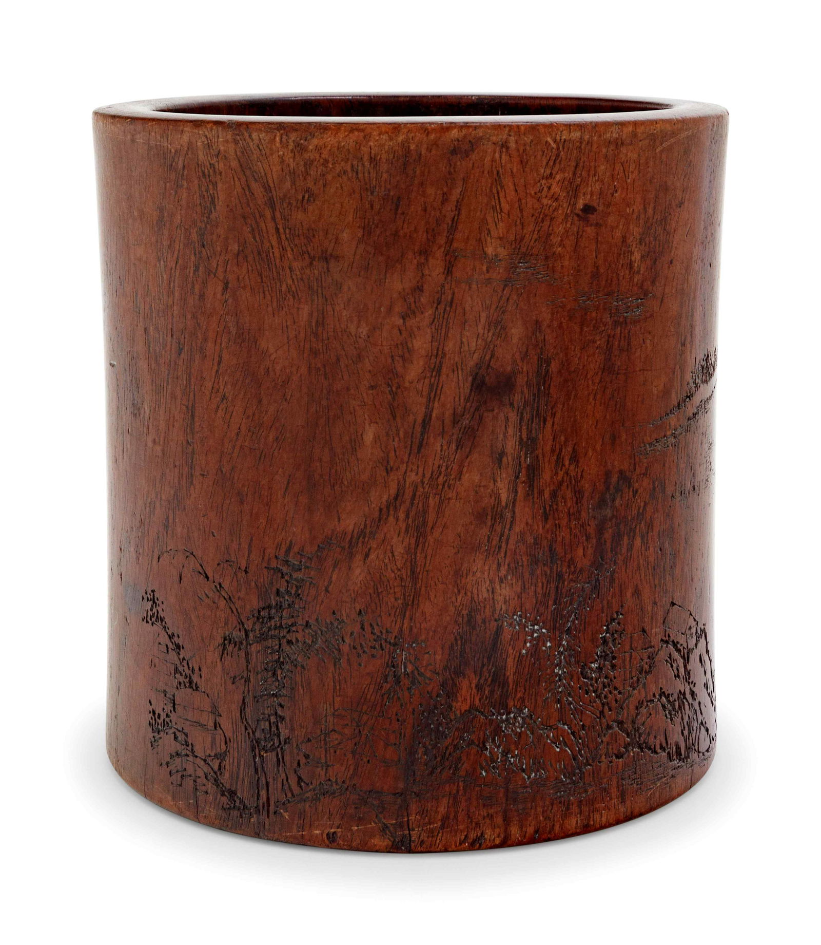 A Chinese Carved Hardwood Brush Pot,  Bitong (1 of 3)